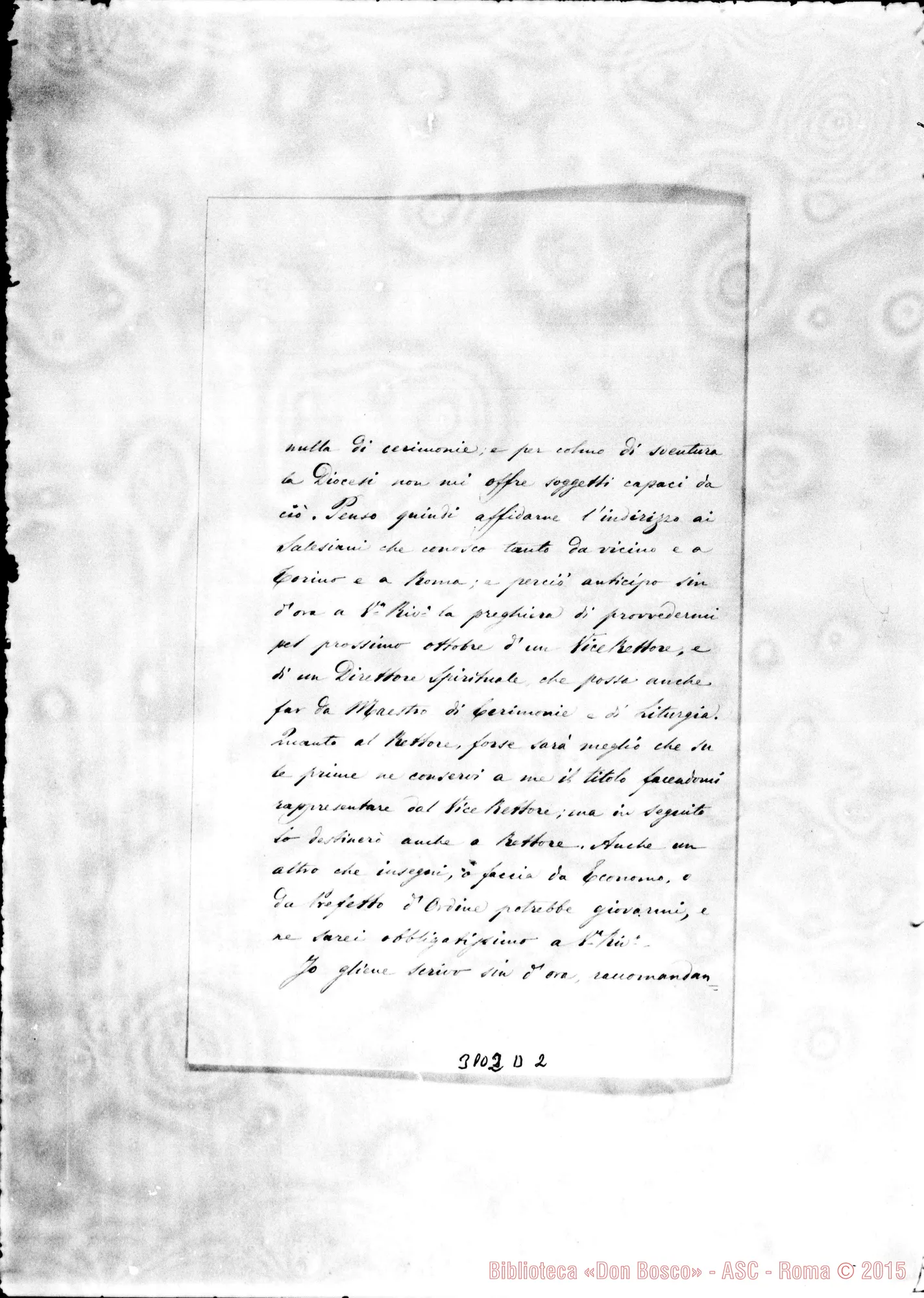 Fotogramma D 2 — Oria: Teodosio Gargiulo, vesc. aus. di Oria - Rev.do Signore, 1895. Autogr. Rua