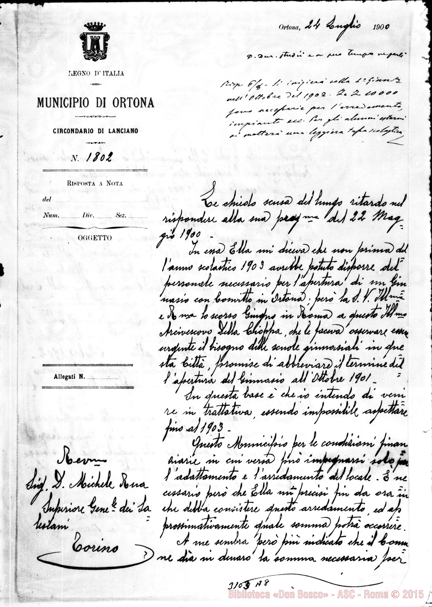 Fotogramma A 8 — Sindaco di Ortona - D. Rua. Ortona, 24-07-1900