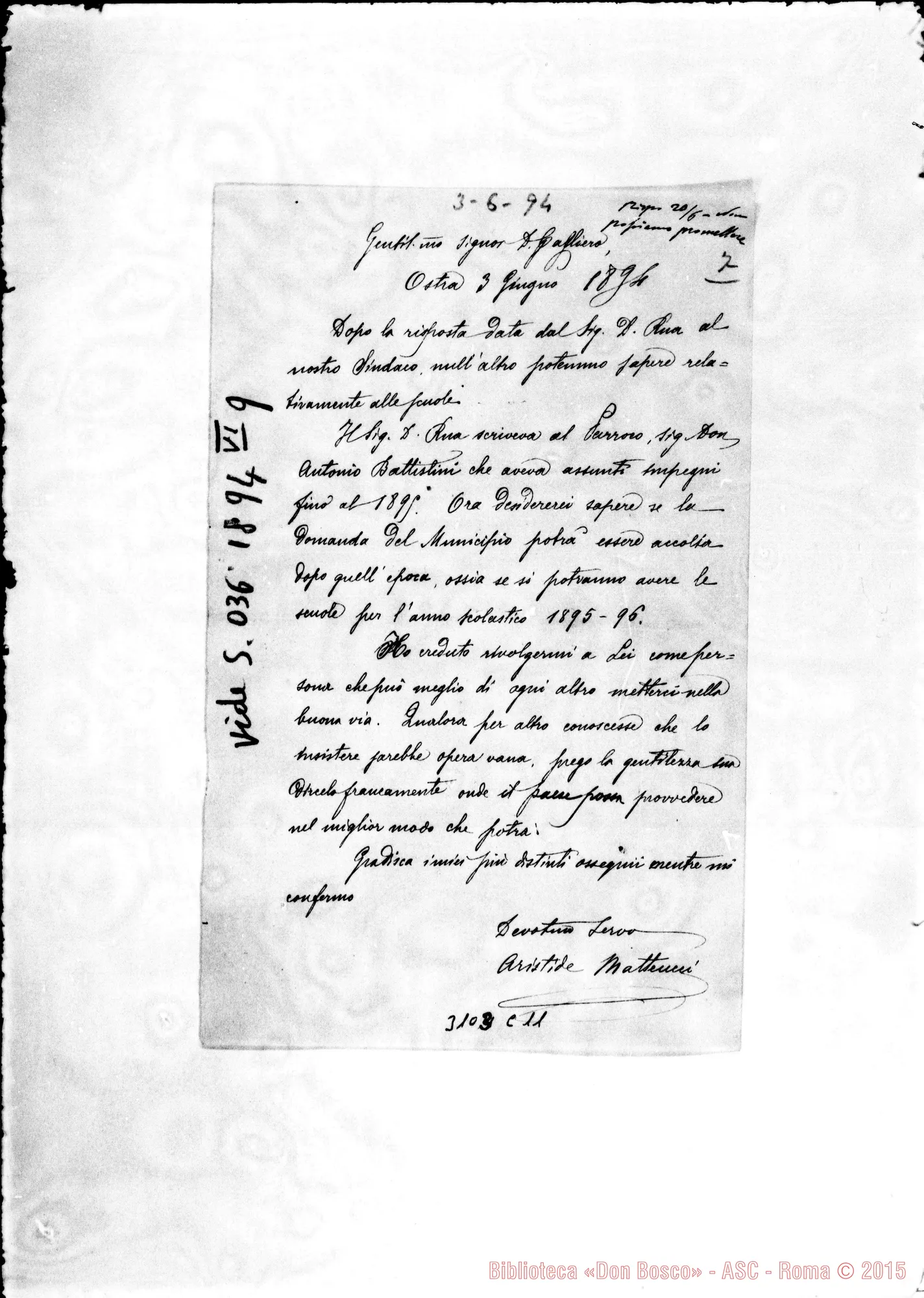Fotogramma C 11 — Aristide Matteucci - D. Cagliero. Ostra, 3-06-1894