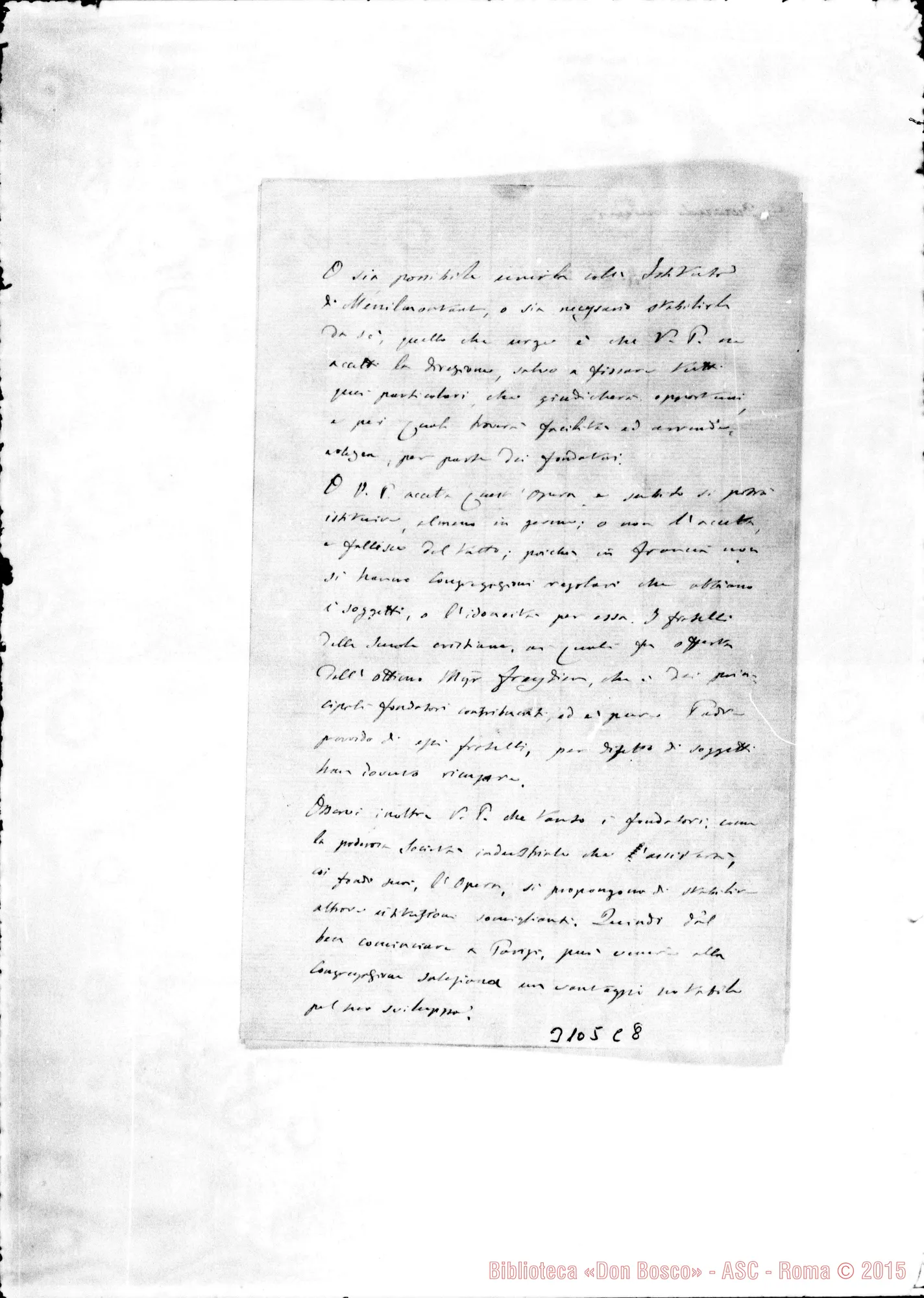 Fotogramma C 8 — Parigi: D. Ballarmi - D. Rua. Roma, 15-03-1891. Autogr. Rua