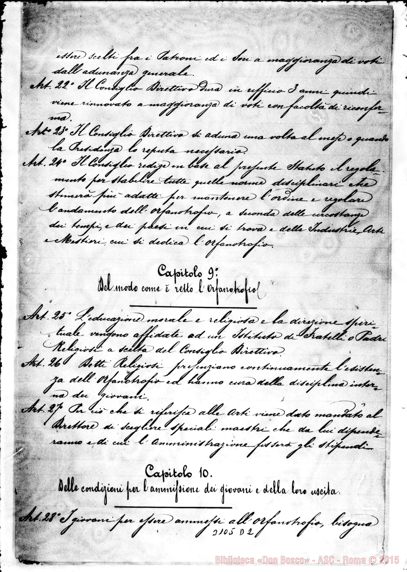 Fotogramma D 2 — Per un orfanotrofio internazionale. Capitolato