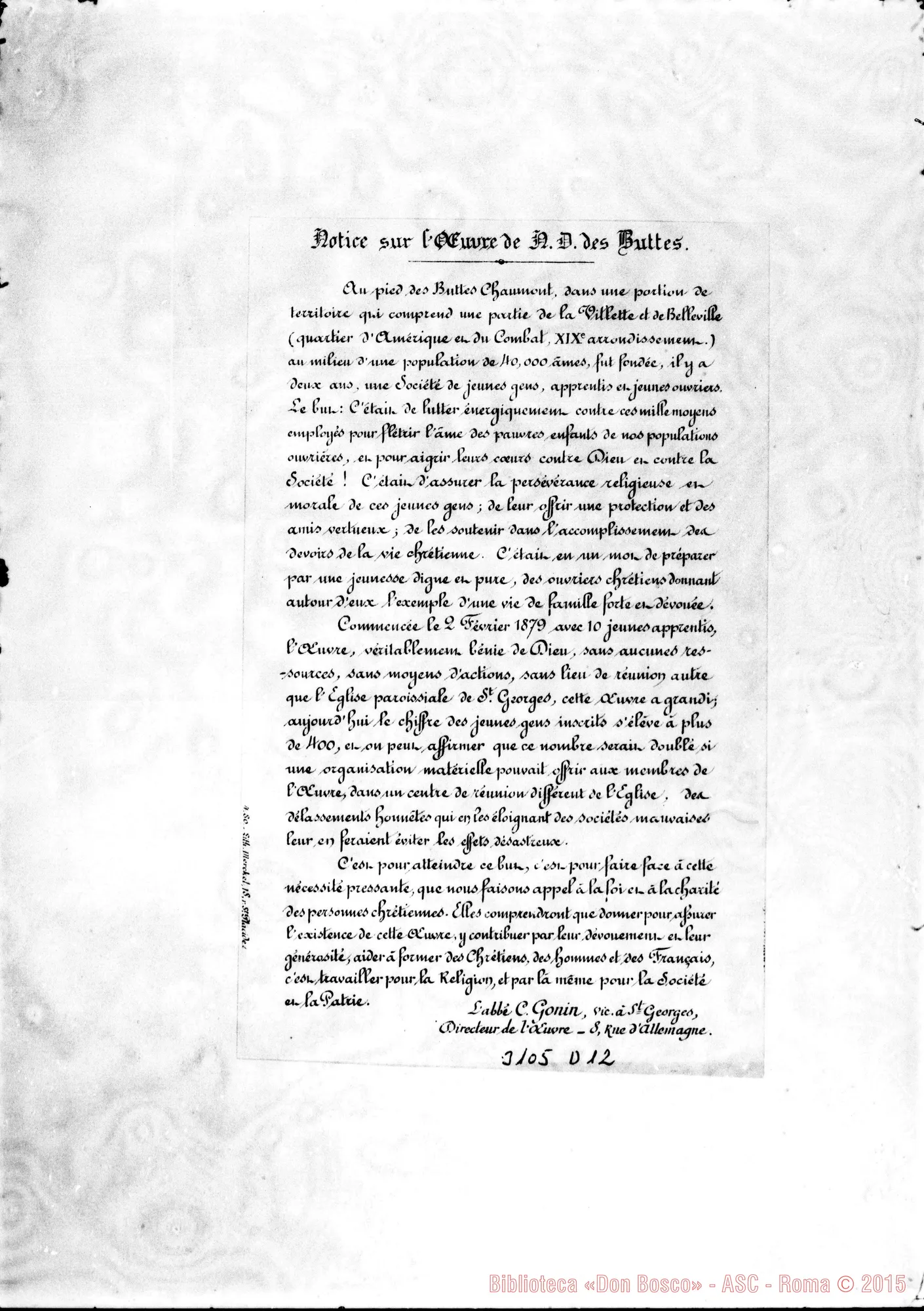 Fotogramma D 12 — Notizia sull’opera des Buttes