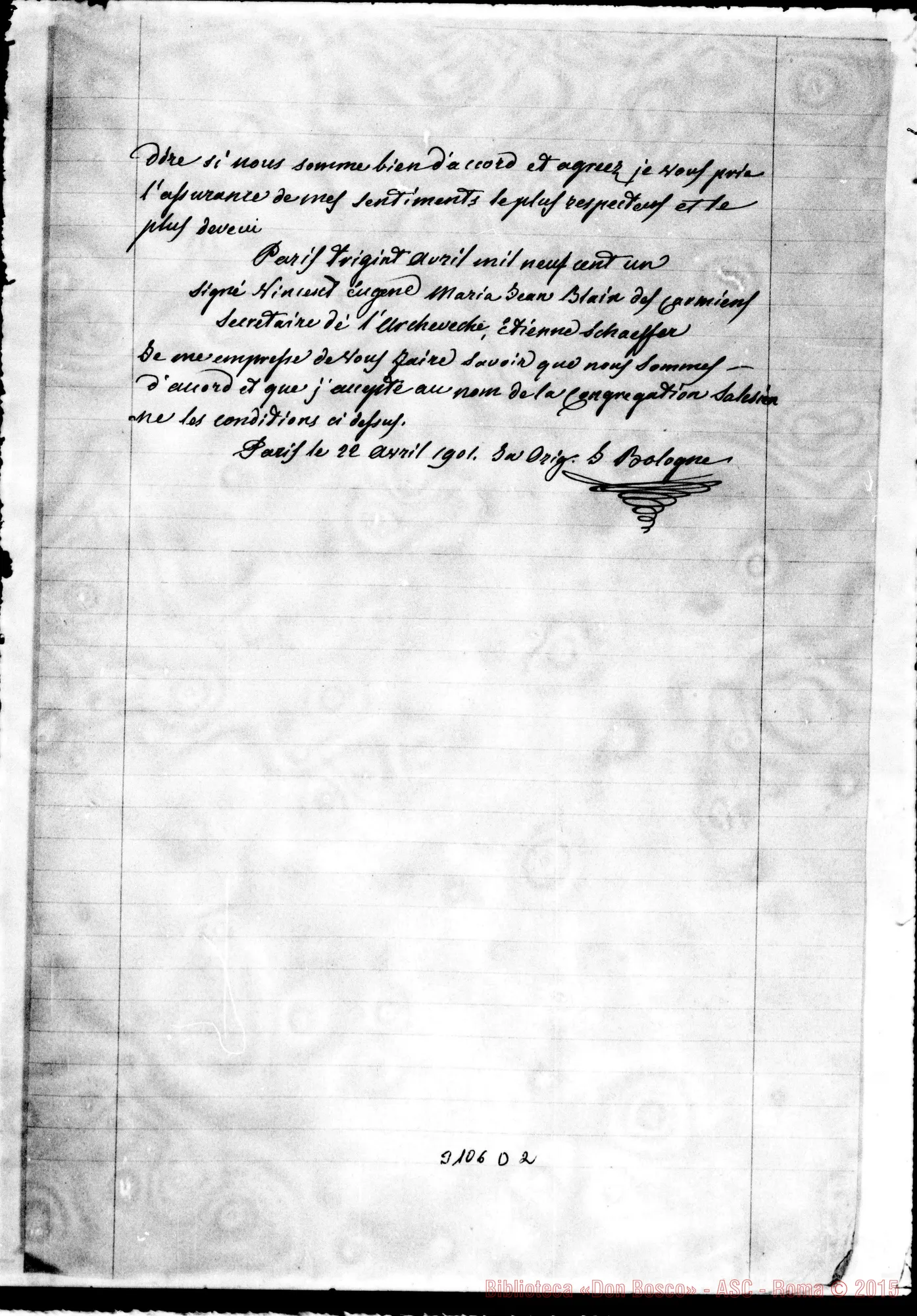 Fotogramma D 2 — Convenzione per l’Oratorio di Grenoble. Paris, 22-04-1901