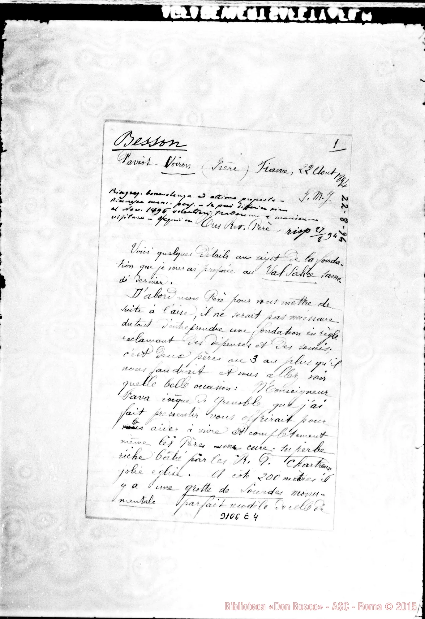 Fotogramma E 4 — Convenzione per l’Oratorio di Grenoble. Paris, 22-04-1901