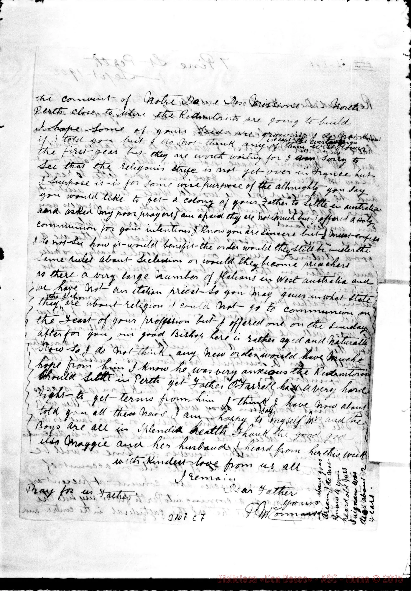 Fotogramma C 7 — Perth: Per avere sacerdote per gli emigrati italiani. 1902