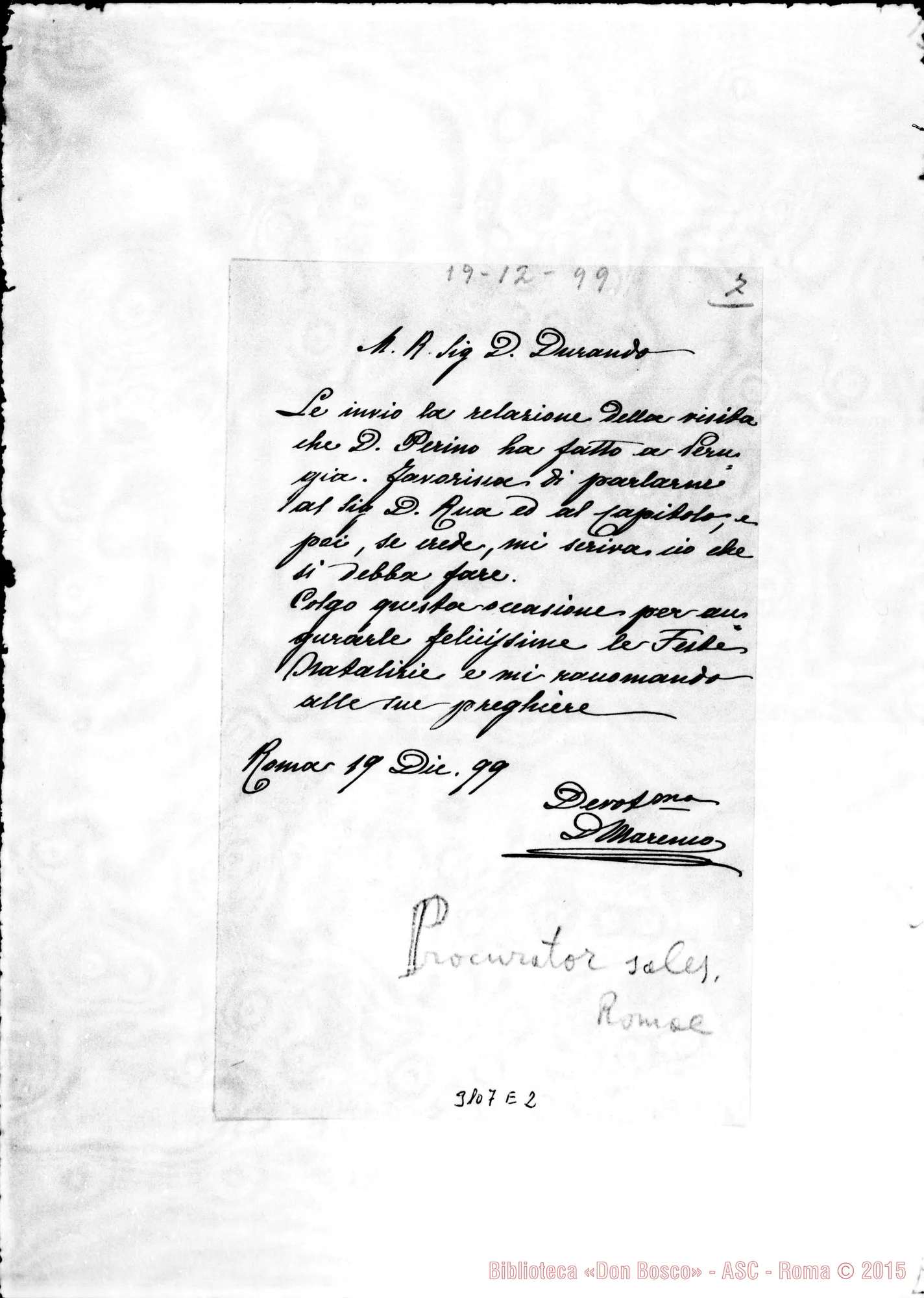 Fotogramma E 2 — D. Marenco - D. Durando. Roma, 19-12-1899