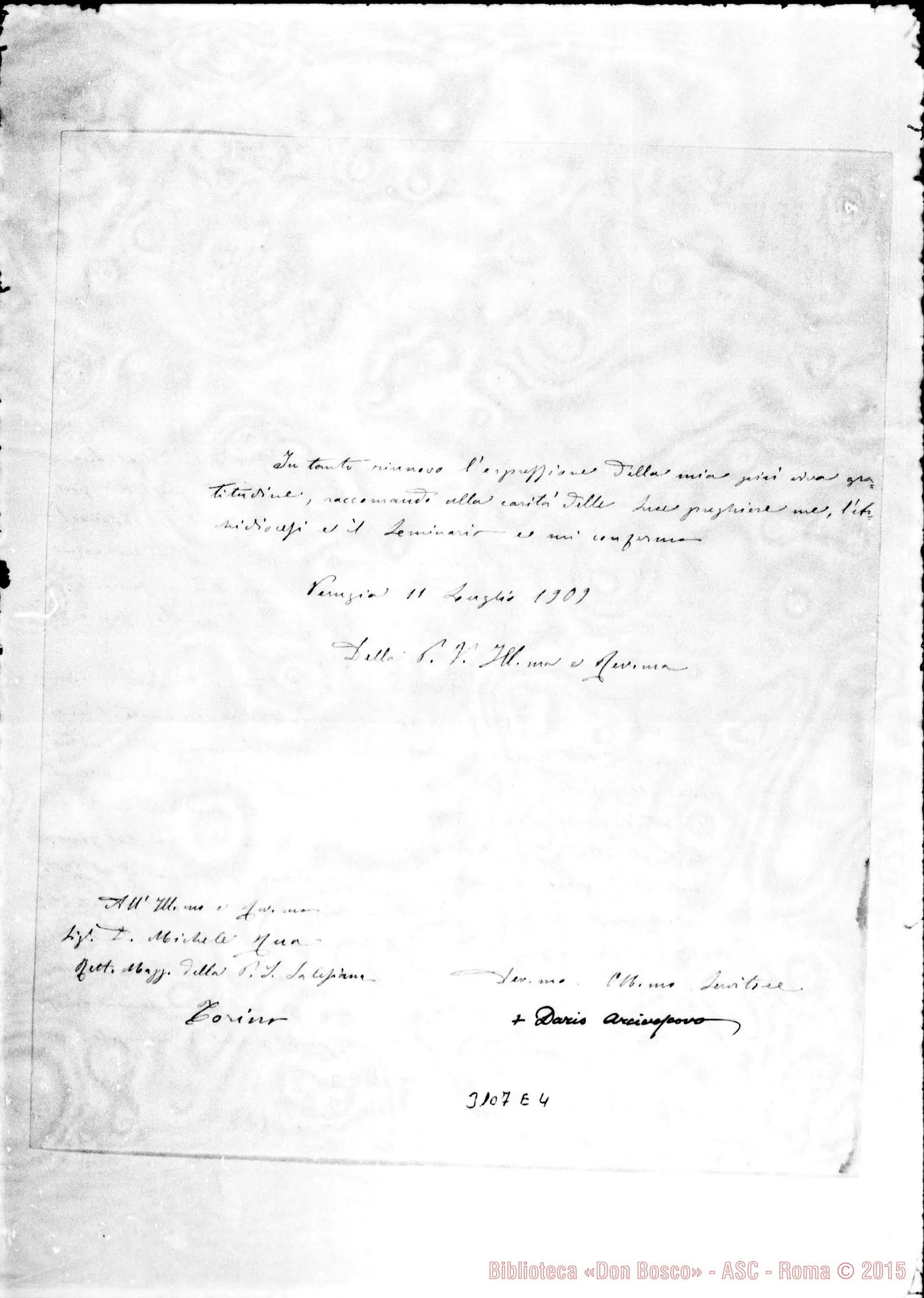 Fotogramma E 4 — Dario Mattei Gentili, vesc. di Perugia - D. Rua. Perugia, 11-07-1909