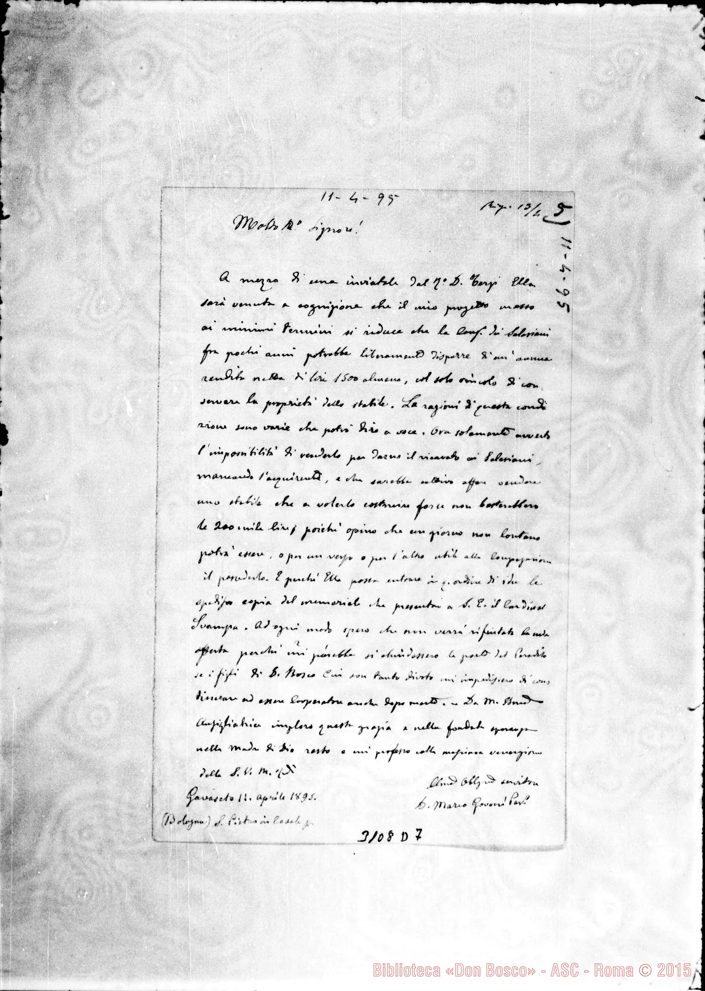 Fotogramma D 7 — D. Marco Govoni - Rev.do Signore. Gavaseto, 11-04-1895