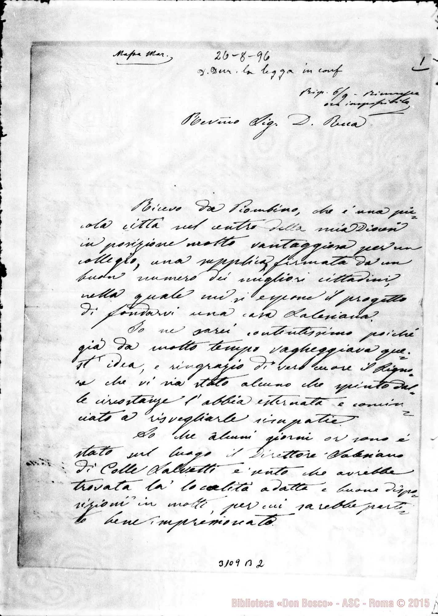 Fotogramma B 2 — Piombino: Giovanni Battista Boracchia, vesc. di Massa Mar. - D. Rua. Autogr. Rua
