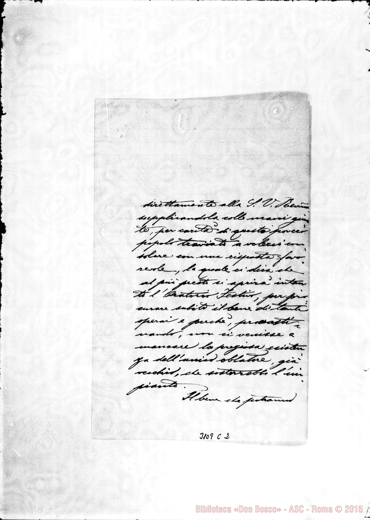 Fotogramma C 2 — Sac. Tebaldo Celati - D. Rua. Piombino, 5-10-1899. Autogr. Rua