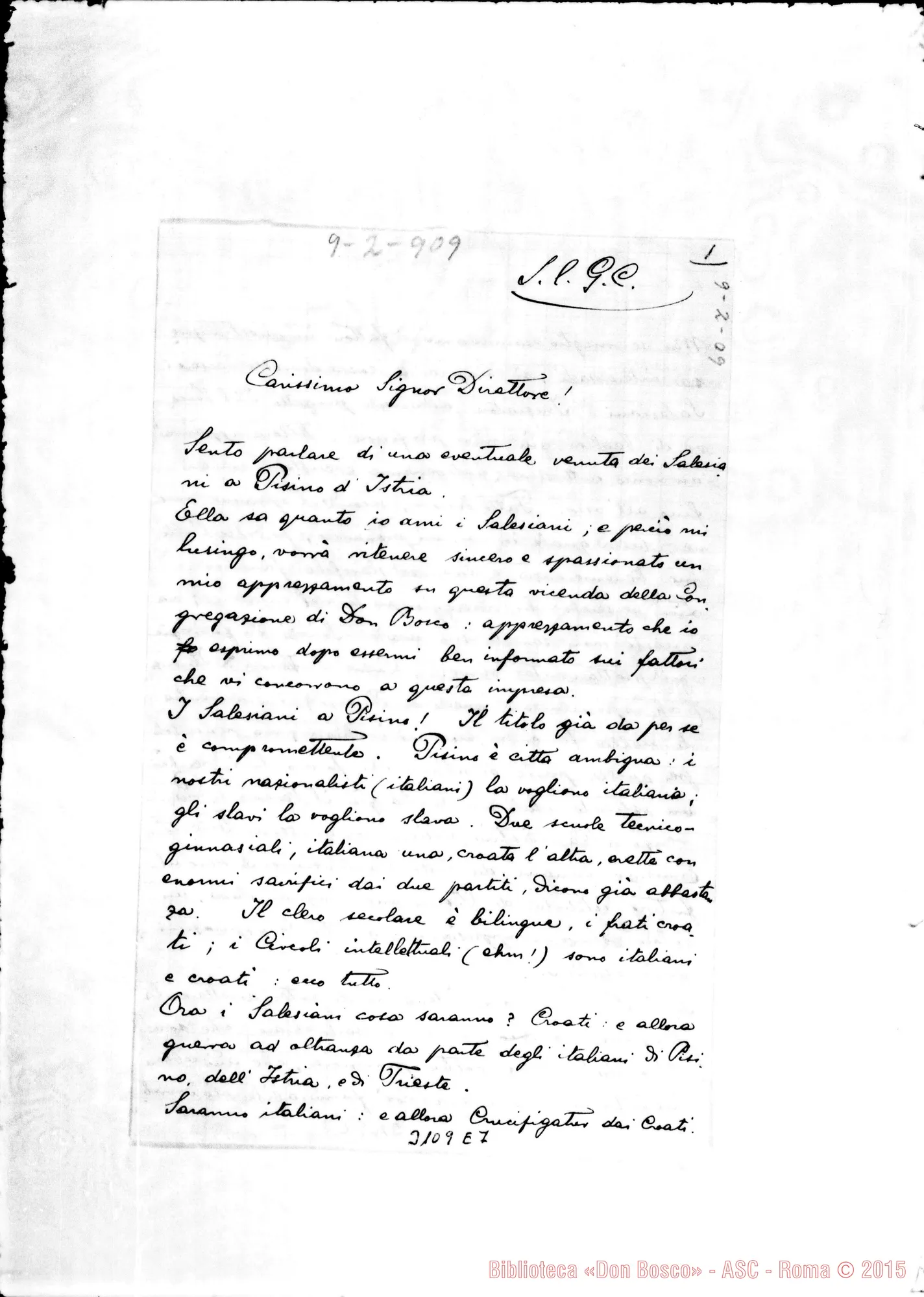 Fotogramma E 7 — Pisino: D.Giovanni Predonzau - Direttore, il 9-02-1909