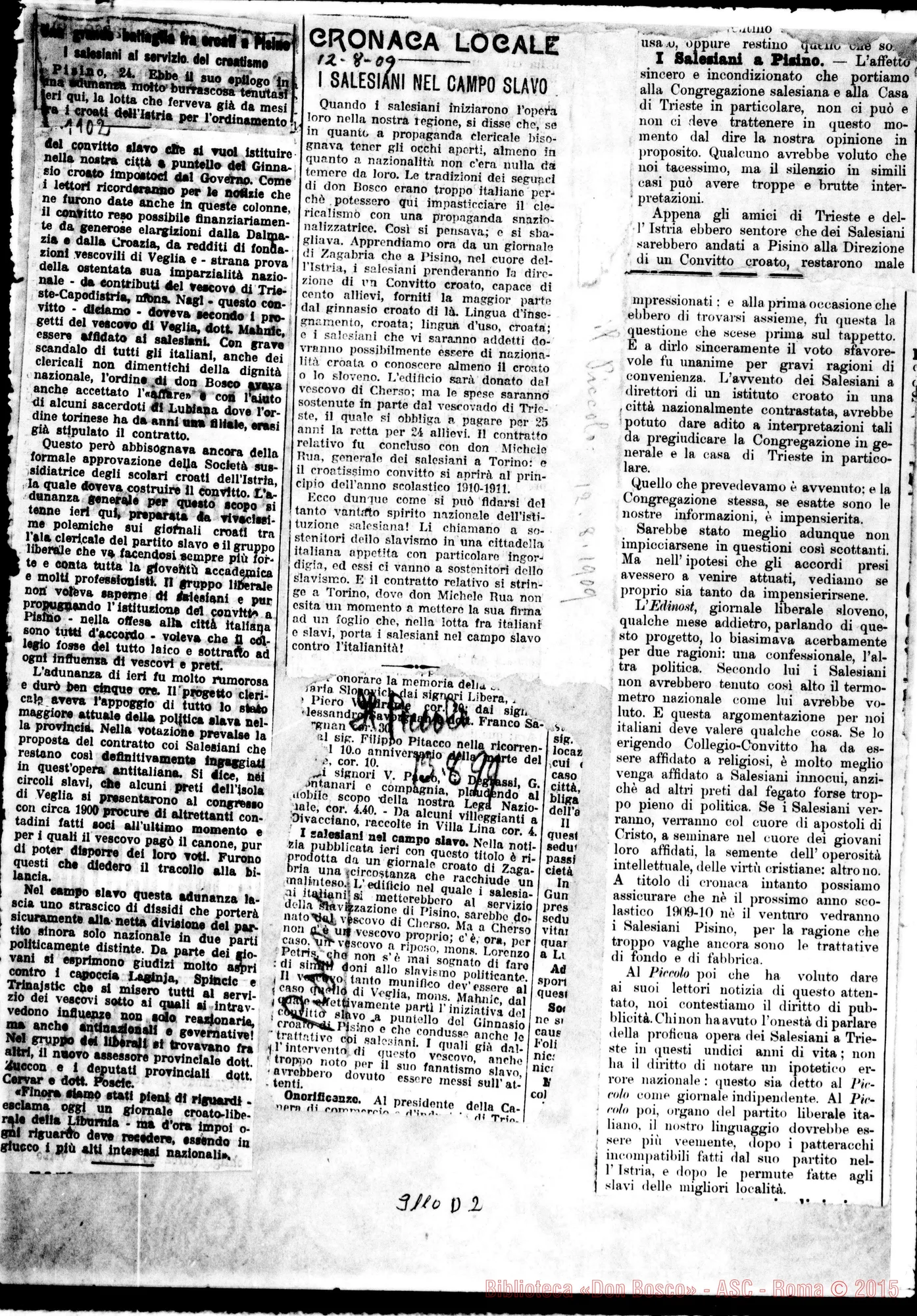 Fotogramma D 2 — Ritagli di giornali sull’opera salesiana