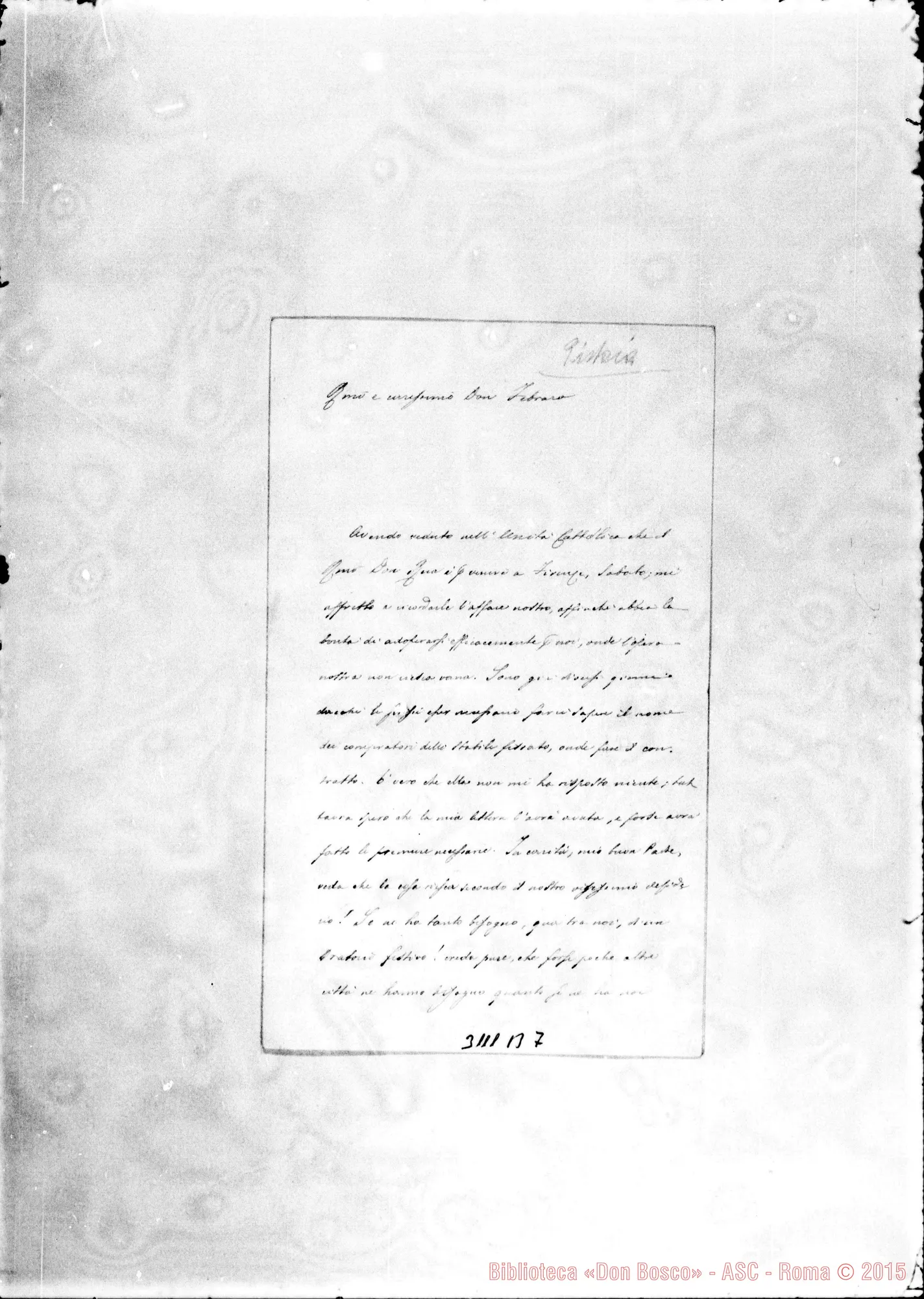 Fotogramma B 7 — Can. Gaetano Beani - D. Febraro. Pistoia, 3-05-1899