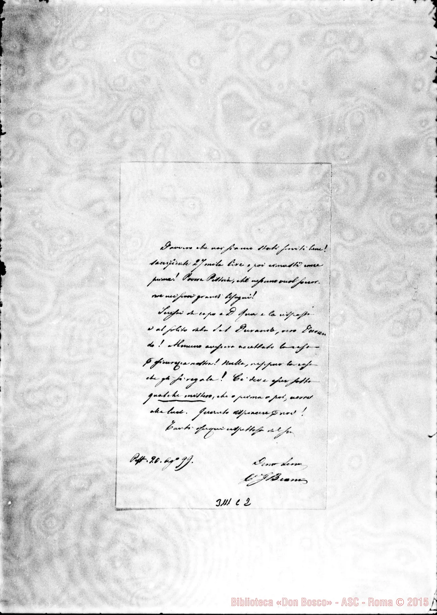 Fotogramma C 2 — Can. Gaetano Beani - D. Febraro. Pistoia, 20-08-1899