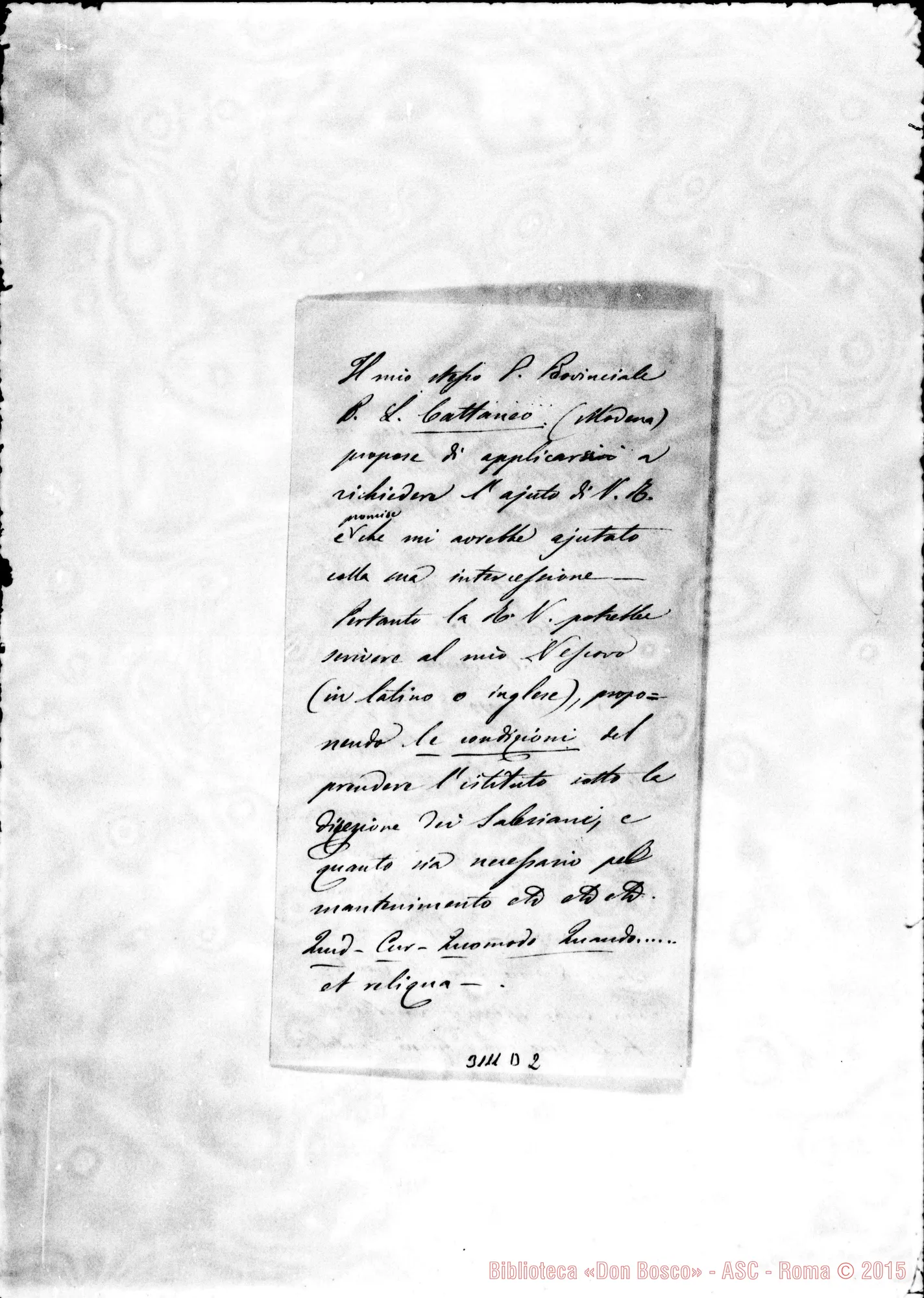 Fotogramma D 2 — Plaisance: Luigi Casati, S.J. - D. Rua. Plaisance, 24-10-1892. Autogr. Rua