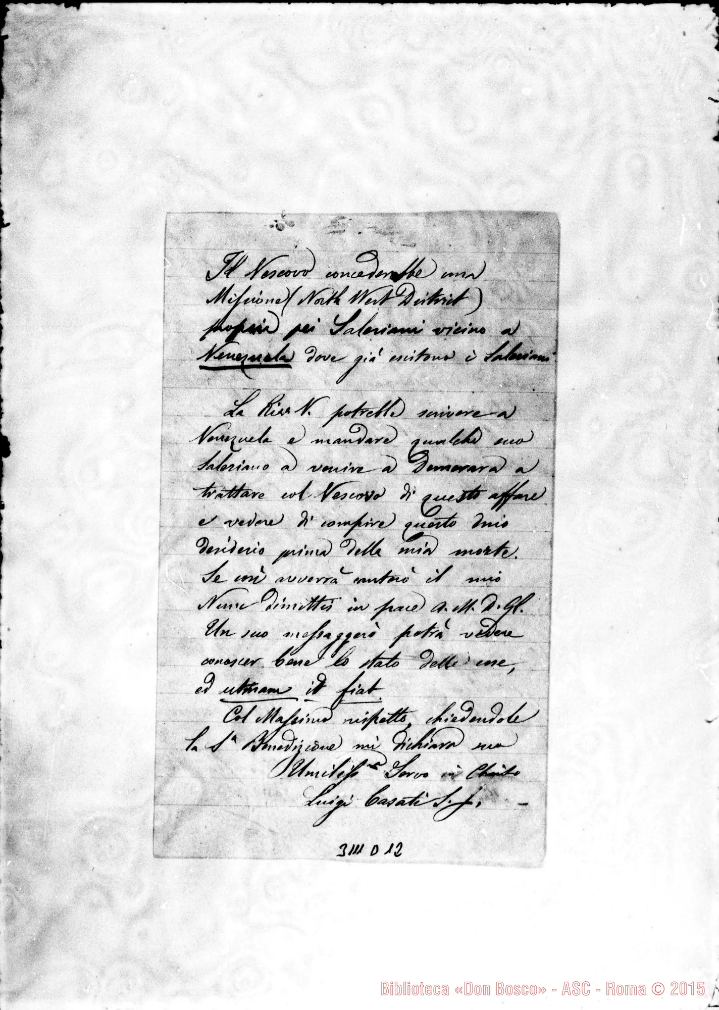 Fotogramma D 12 — Luigi Casati, S.J. - D. Rua, il 7-10-1909