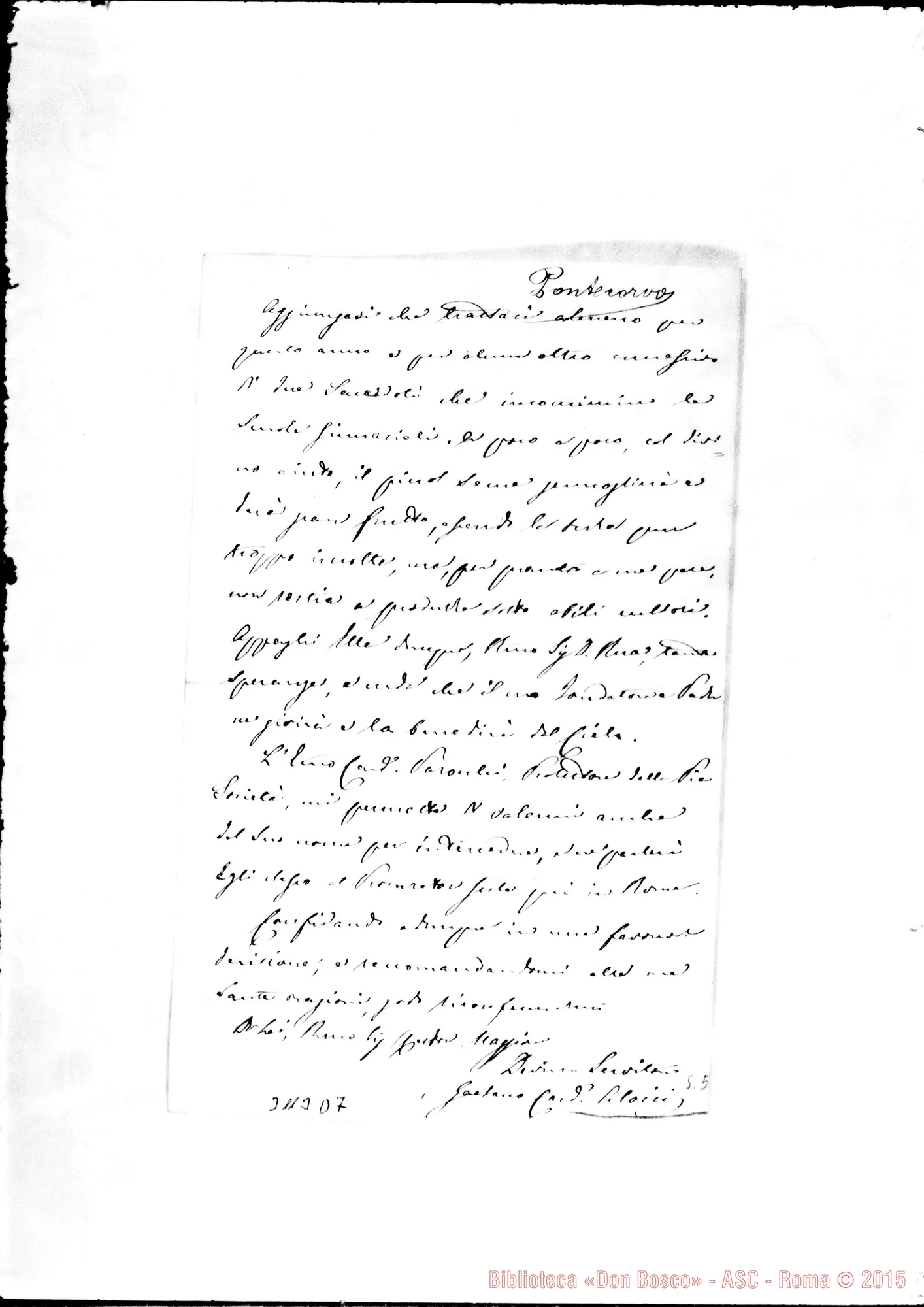Fotogramma D 7 — Pontecorvo: Gaetano Card. Aloisi - D. Rua. Roma, 21-05-1888