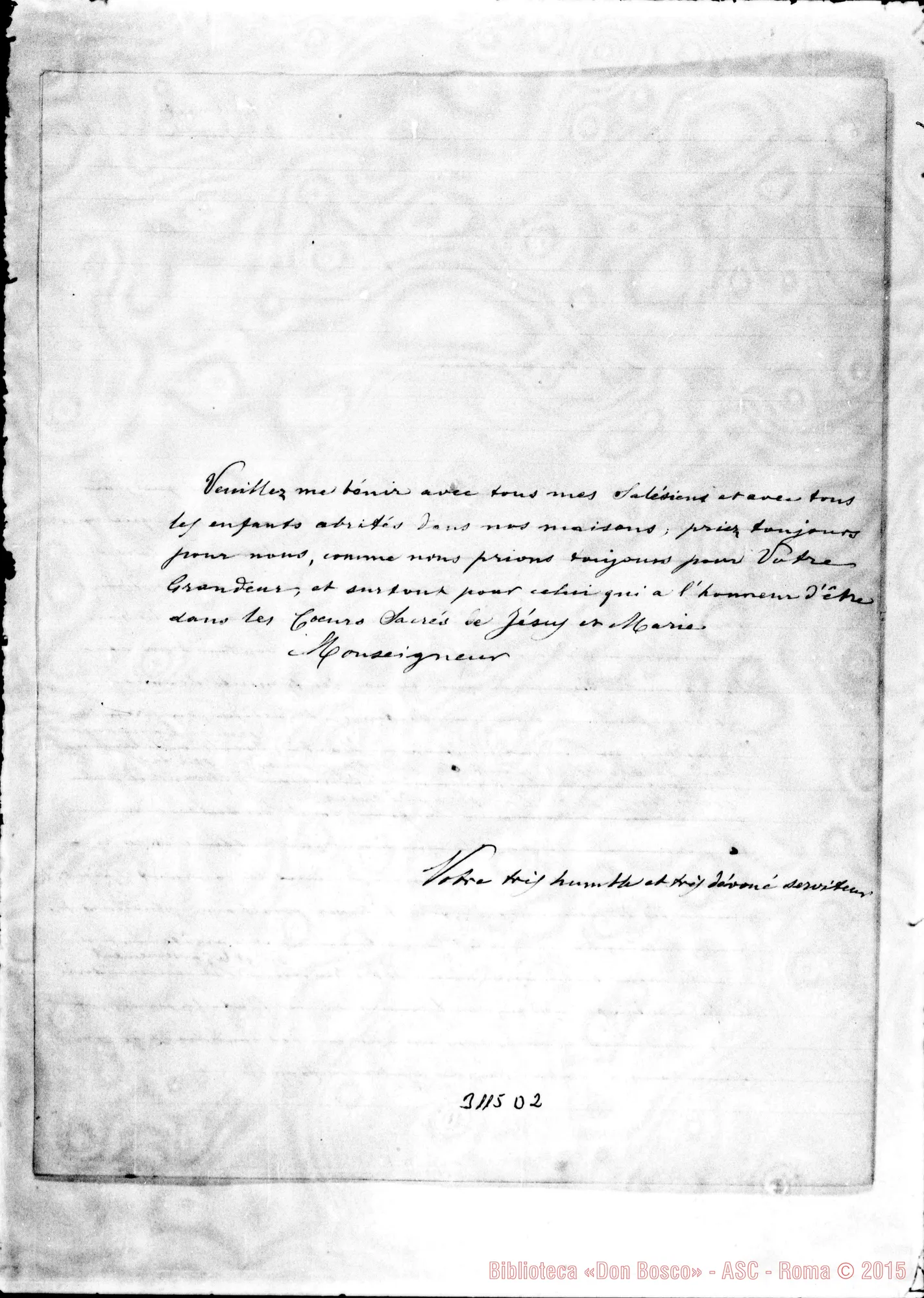 Fotogramma D 2 — Minuta di lettera al Vesc. di Haiti con abozzo di accettazione. Ms. con correi, di D. Rua. Torino, 1-08-1890