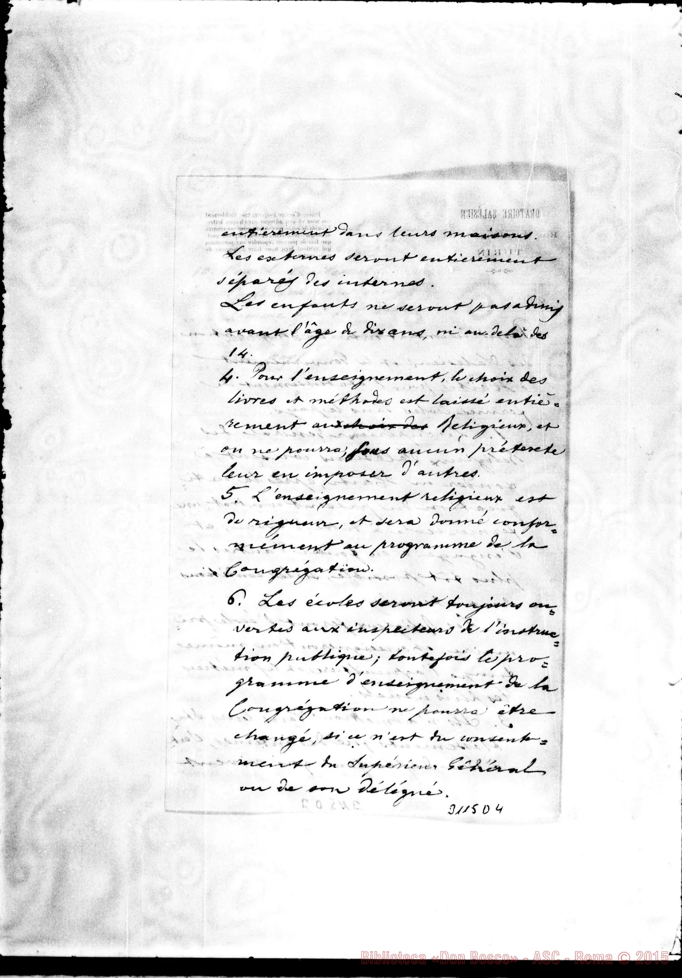 Fotogramma D 4 — Minuta di lettera al Vesc. di Haiti con abozzo di accettazione. Ms. con correi, di D. Rua. Torino, 1-08-1890
