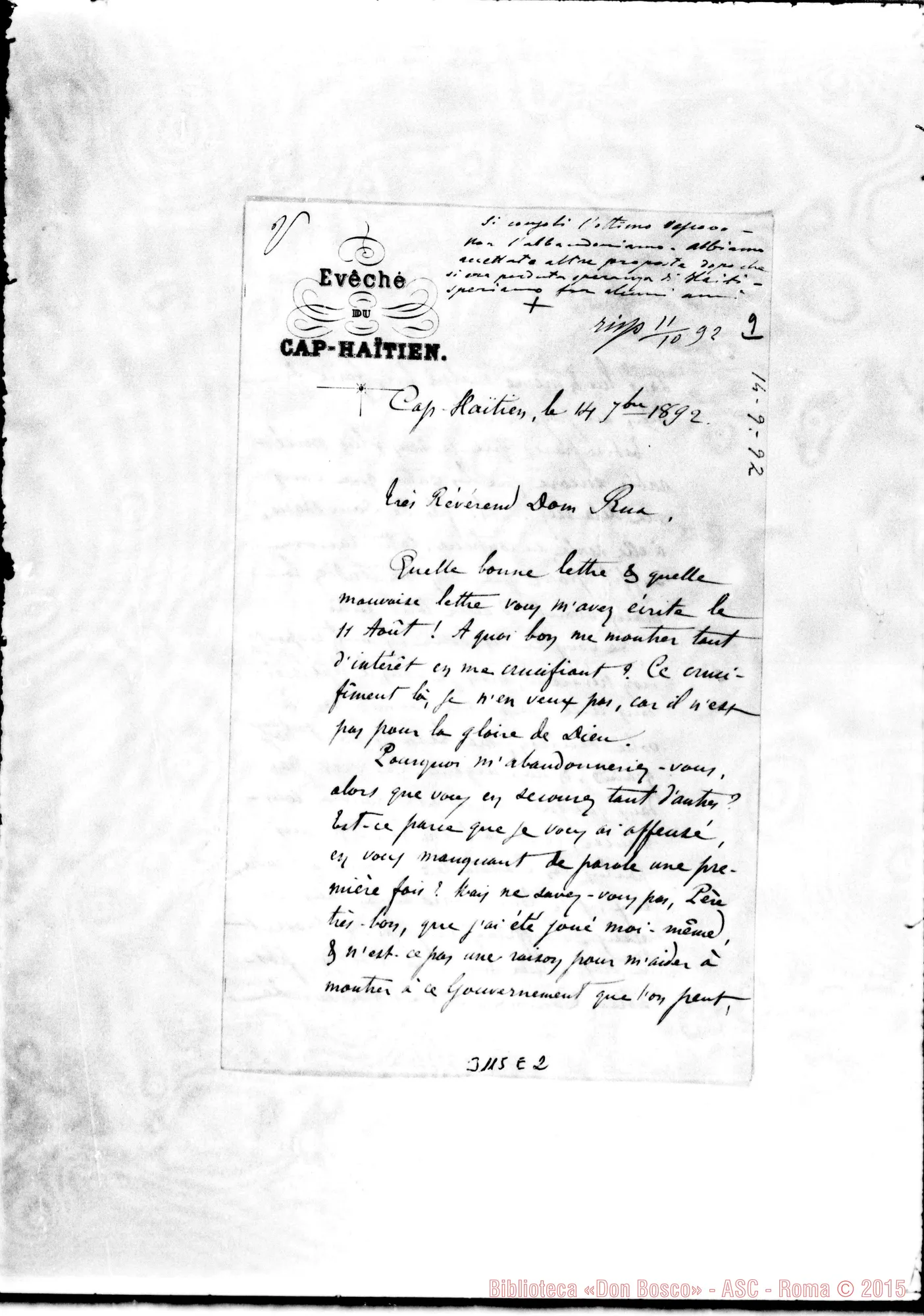 Fotogramma E 2 — Kersuzan, vesc. - D. Rua. Cap-Haïtien, 14-09-1892