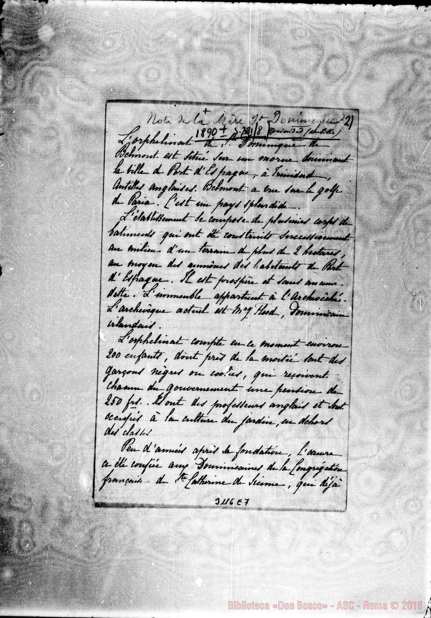 Fotogramma E 7 — Notizie sull* Orfanotrofio S. Dominique