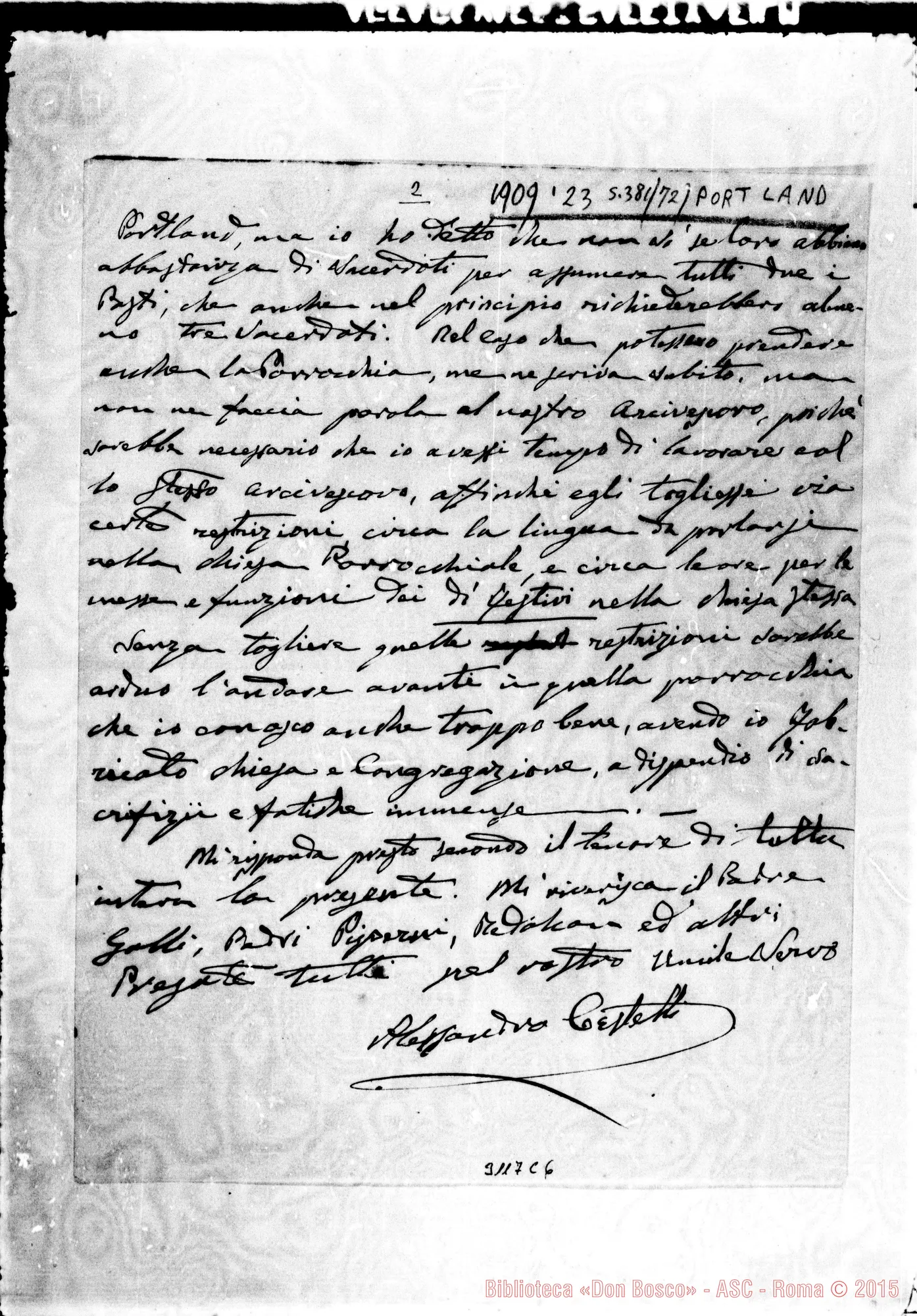 Fotogramma C 6 — Alessandro Castelli, parroco - D. Bergeretti. Oregon, 23-01-1909
