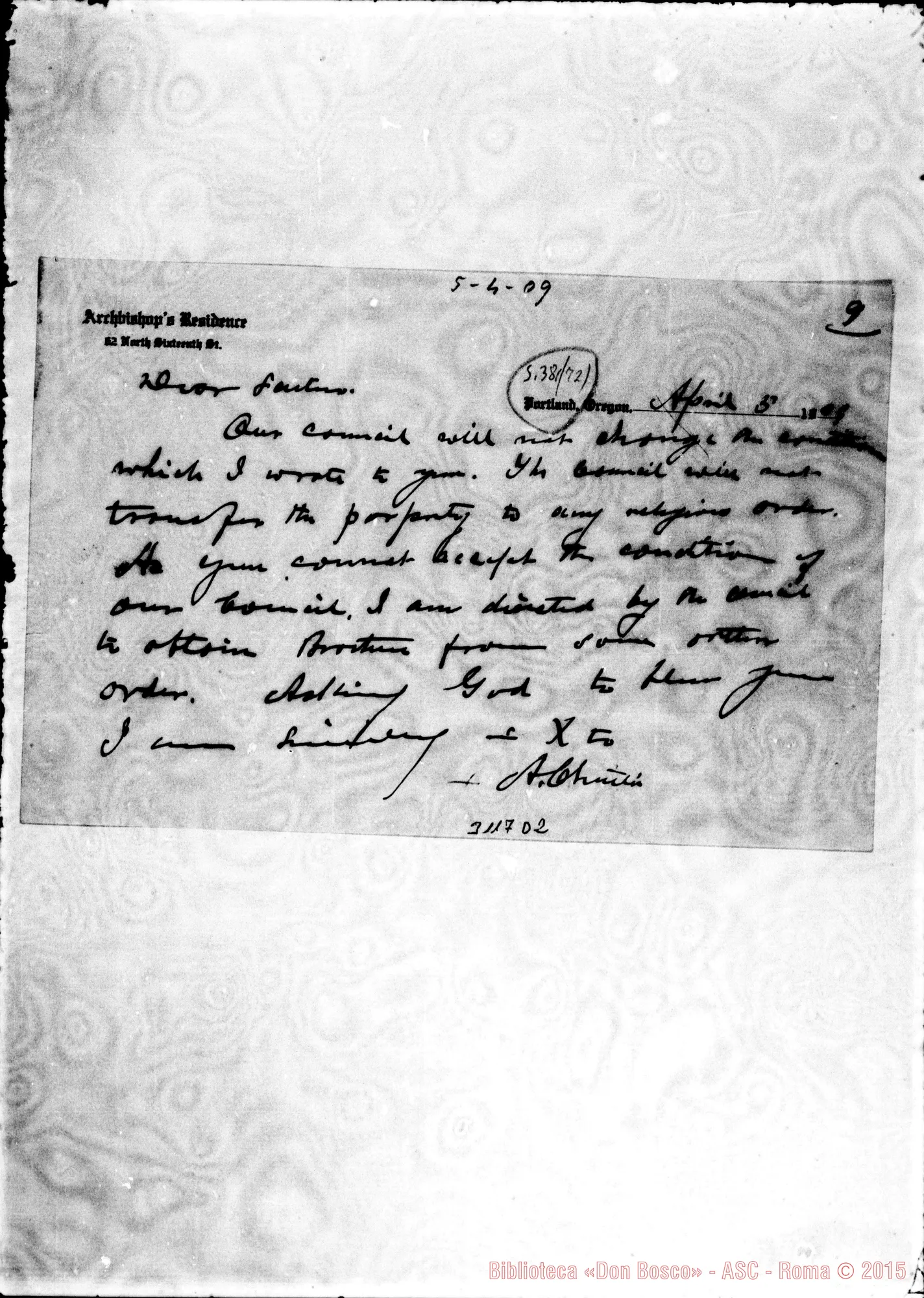 Fotogramma D 2 — Alessandro Christie, vesc. - Rev.do Padre. Oregon, 5-04-1909