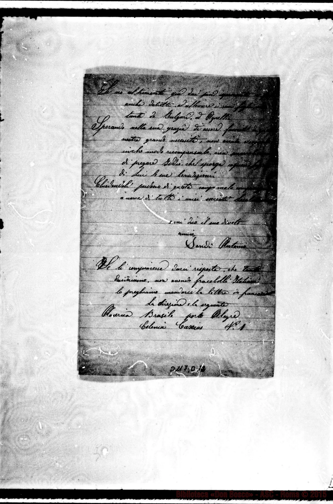 Fotogramma D 12 — Porto Al egre: Sandi Antonio - D. Giovanni Cagliero. s.d.