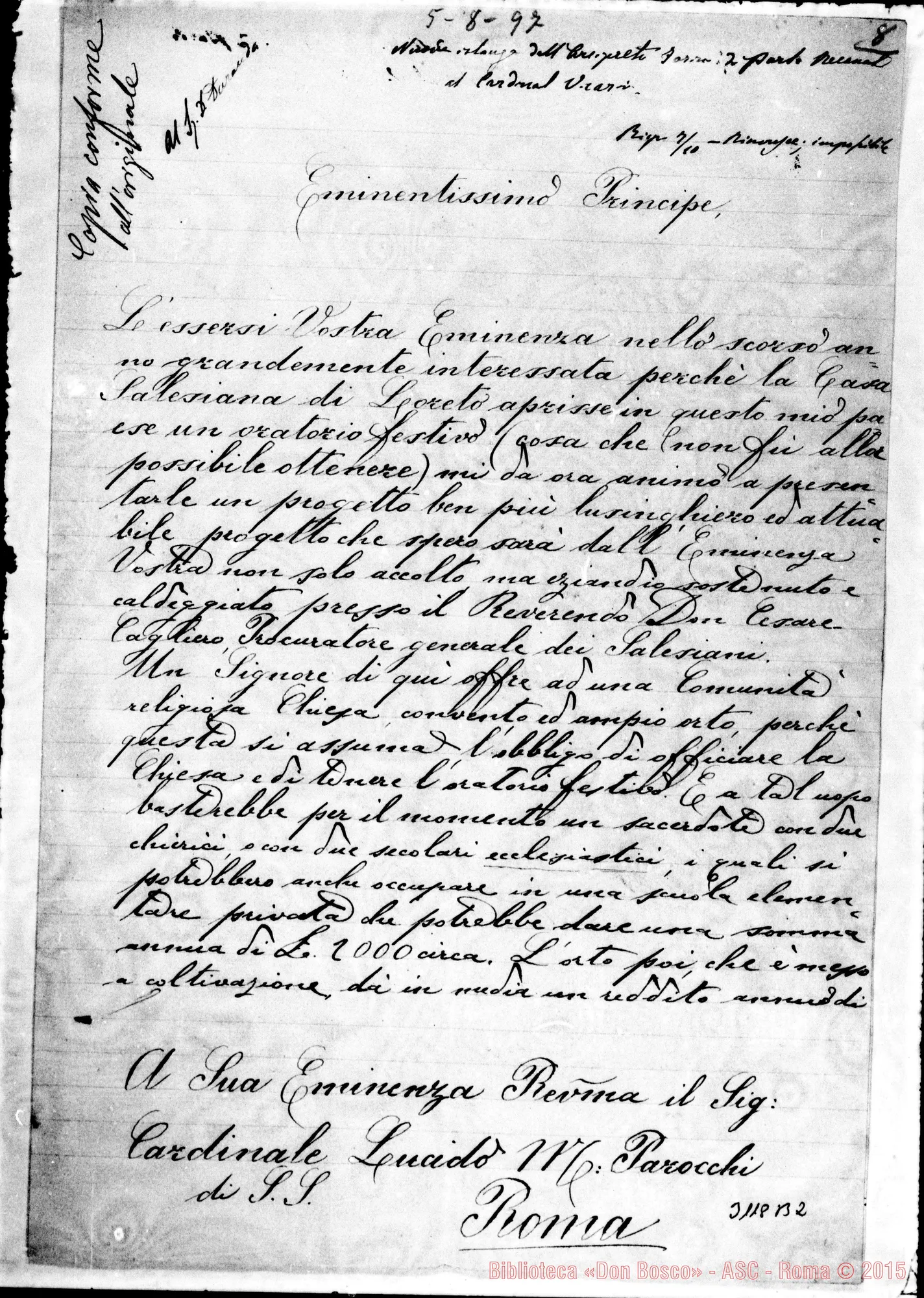 Fotogramma B 2 — D. Francesco Jovini - Card. Parocchi. Porto Recanati, 5-08-1897
