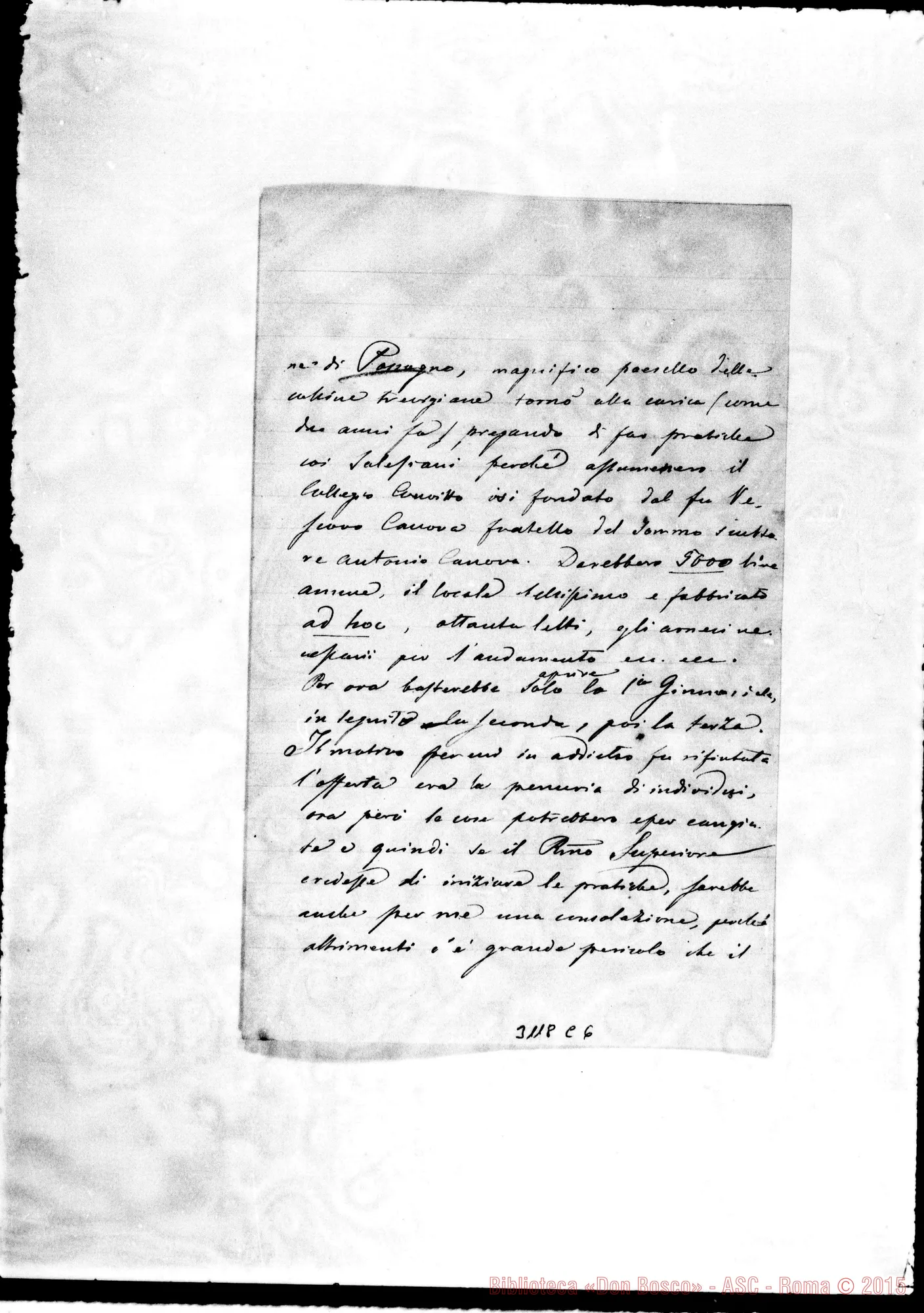 Fotogramma C 6 — Giuseppe Apollonio, vesc. - Rev.do Signore. Treviso, 26-04-1892