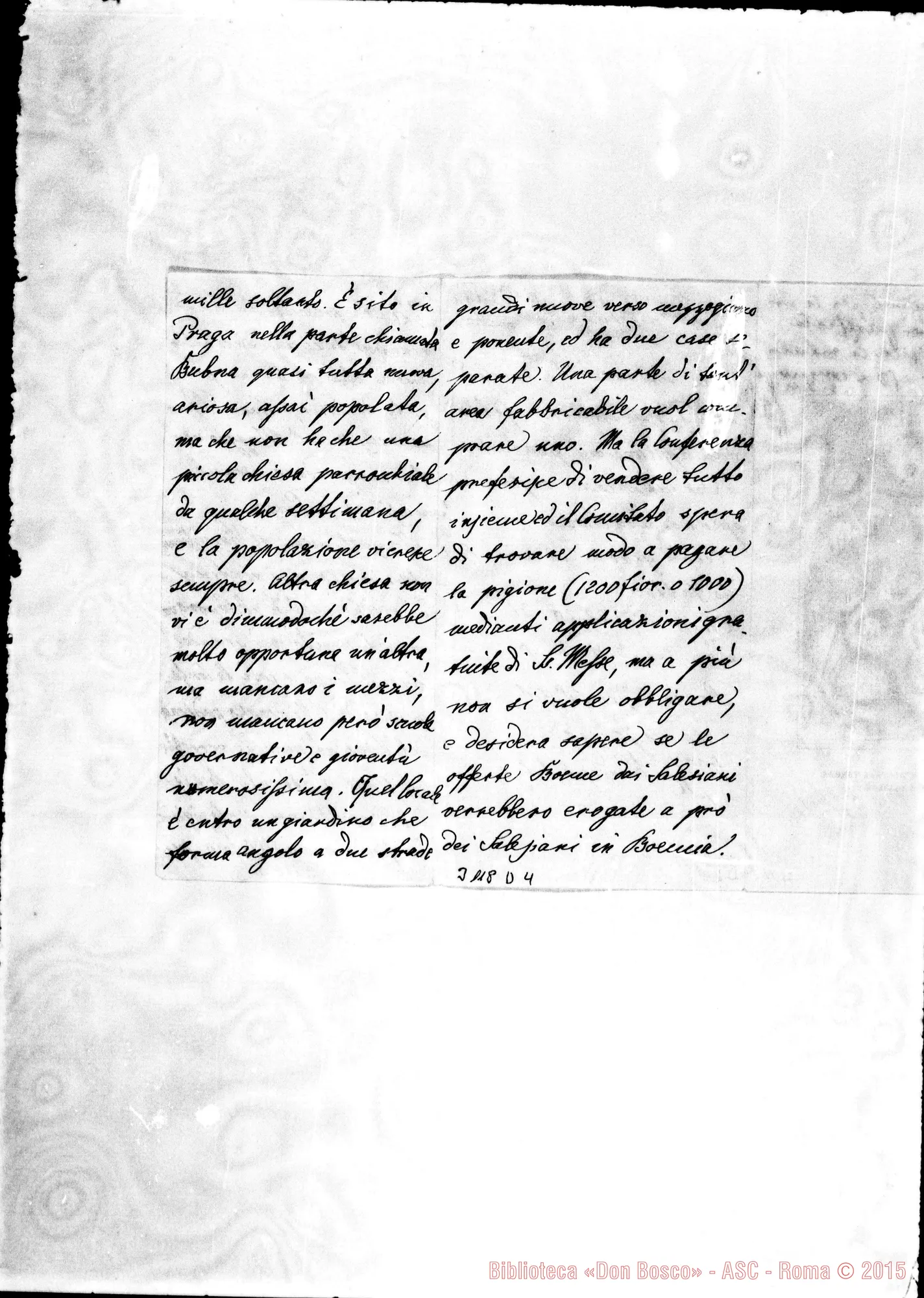 Fotogramma D 4 — Praga: Carlo Janic, sac. - Rev.mo Padre. Praga, 23-11-1898. Autogr. Rua