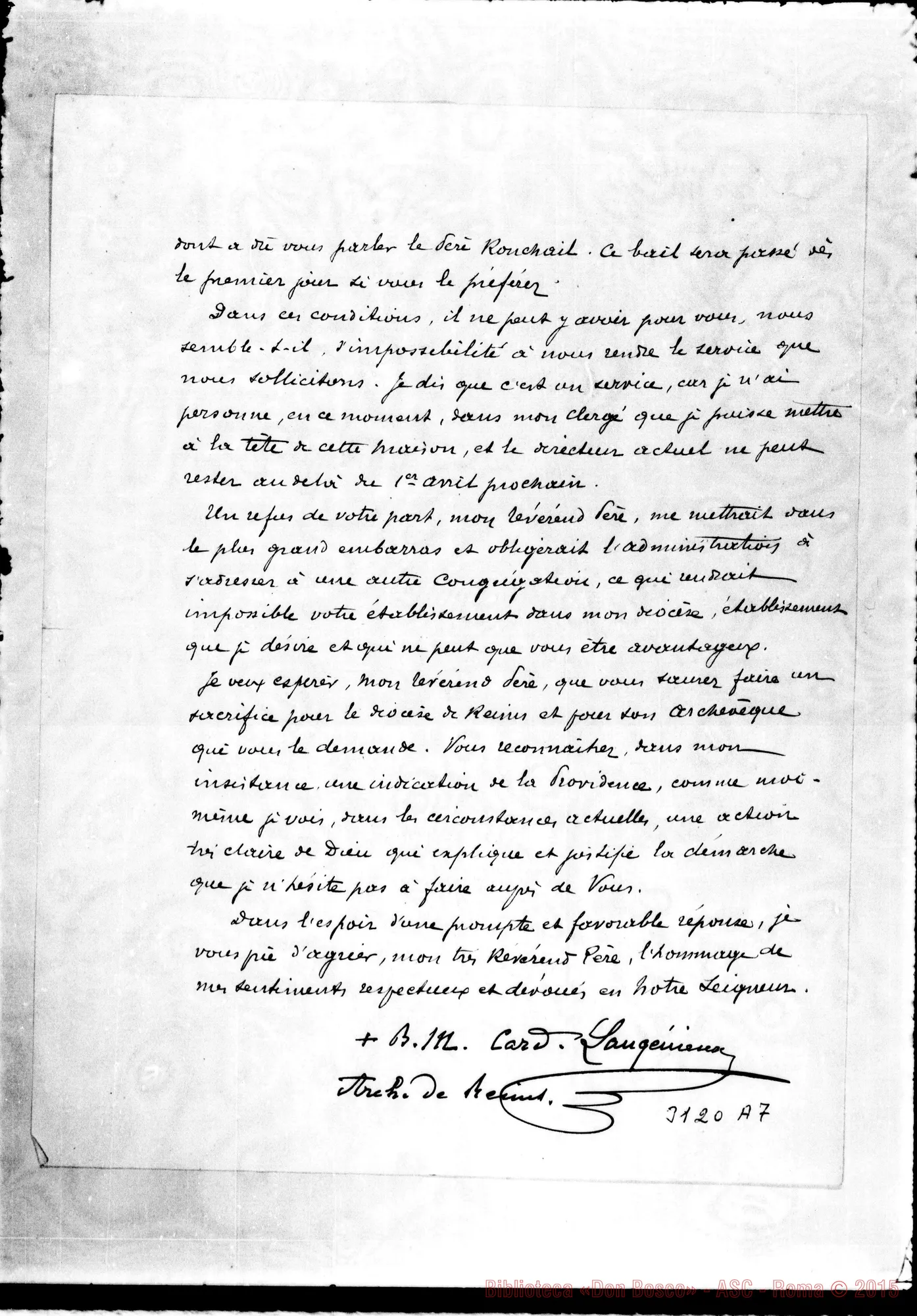Fotogramma A 7 — Langenieux Benedetto, card, arciv. di Reims - Révérend Pére. 12-03-1897