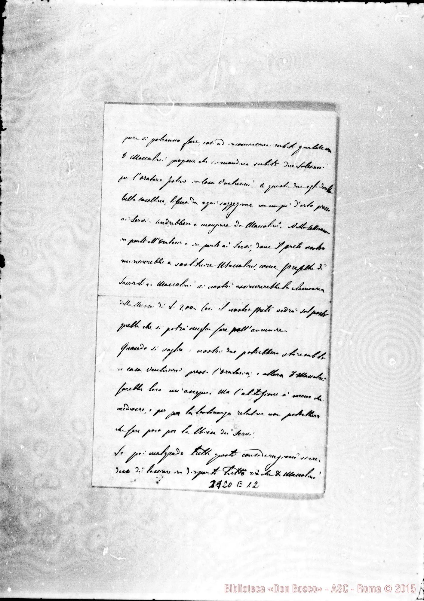 Fotogramma E 12 — D. Cagliero Cesare - D. Durando. Roma, 6-07-1897