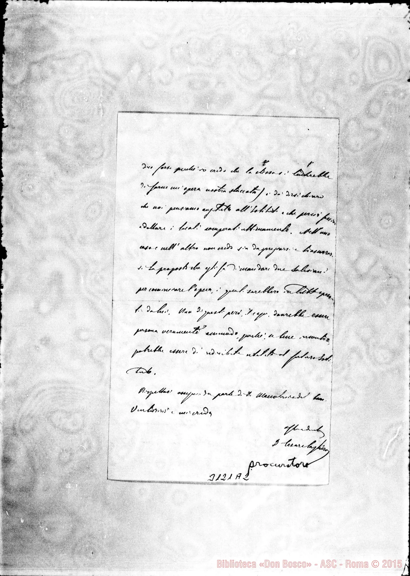 Fotogramma A 2 — D. Cagliero Cesare - D. Durando. Roma, 6-07-1897