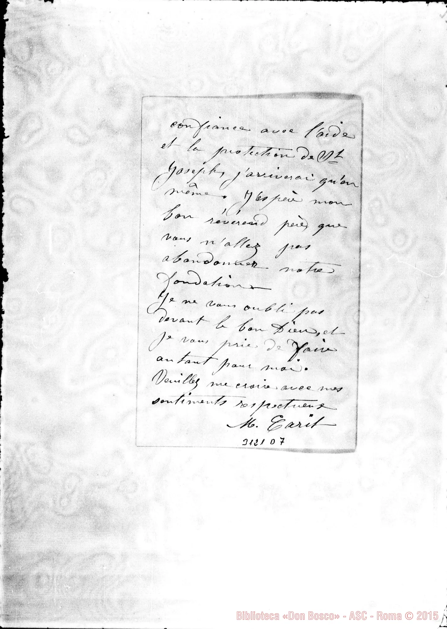 Fotogramma D 7 — Marie L. Carit - révérend Pére. Paris, 2-07-1900. Autogr. Rua