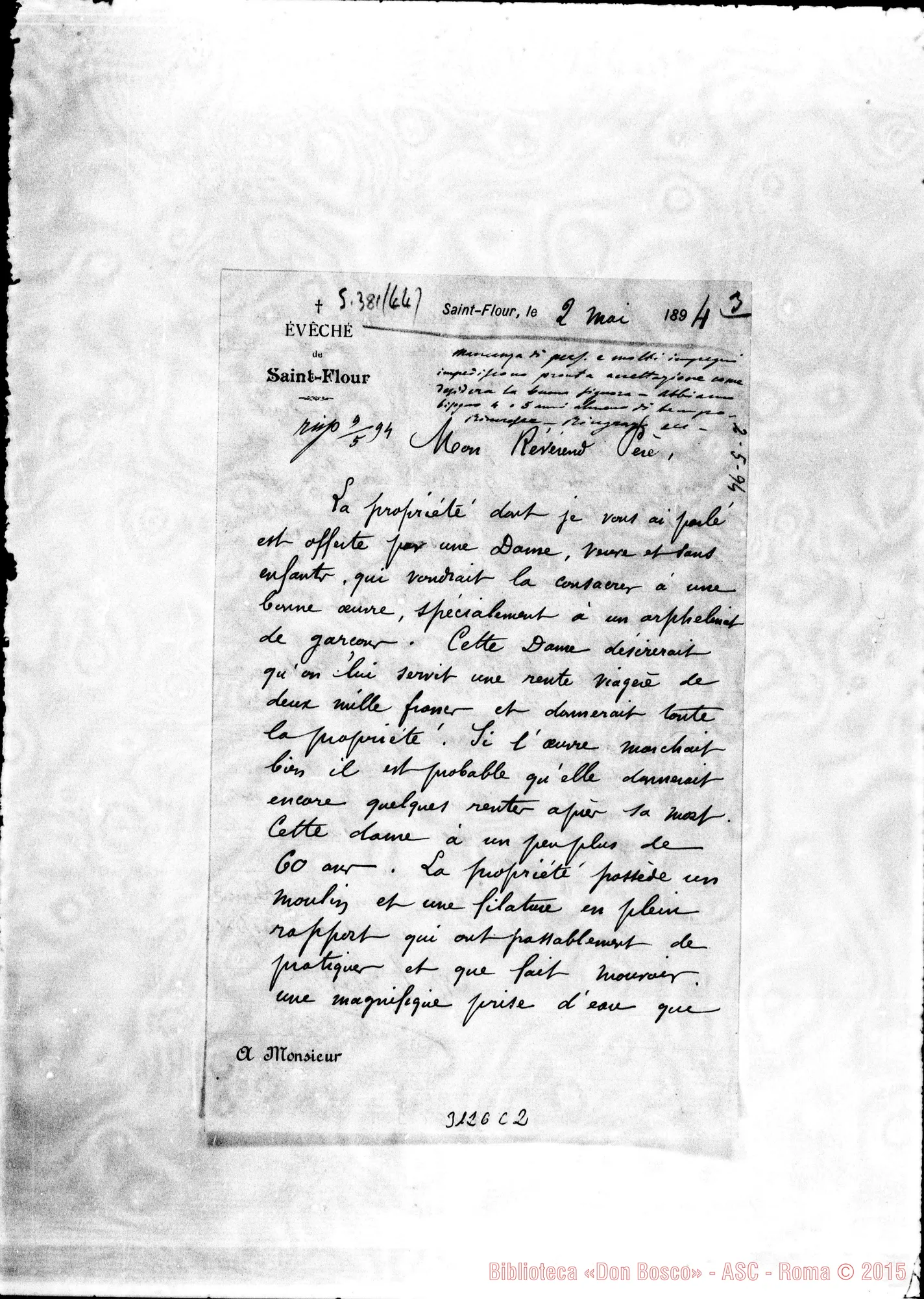 Fotogramma C 2 — Can. A. Tissiert - Révérend Père. Saint Flour, 2-05-1894