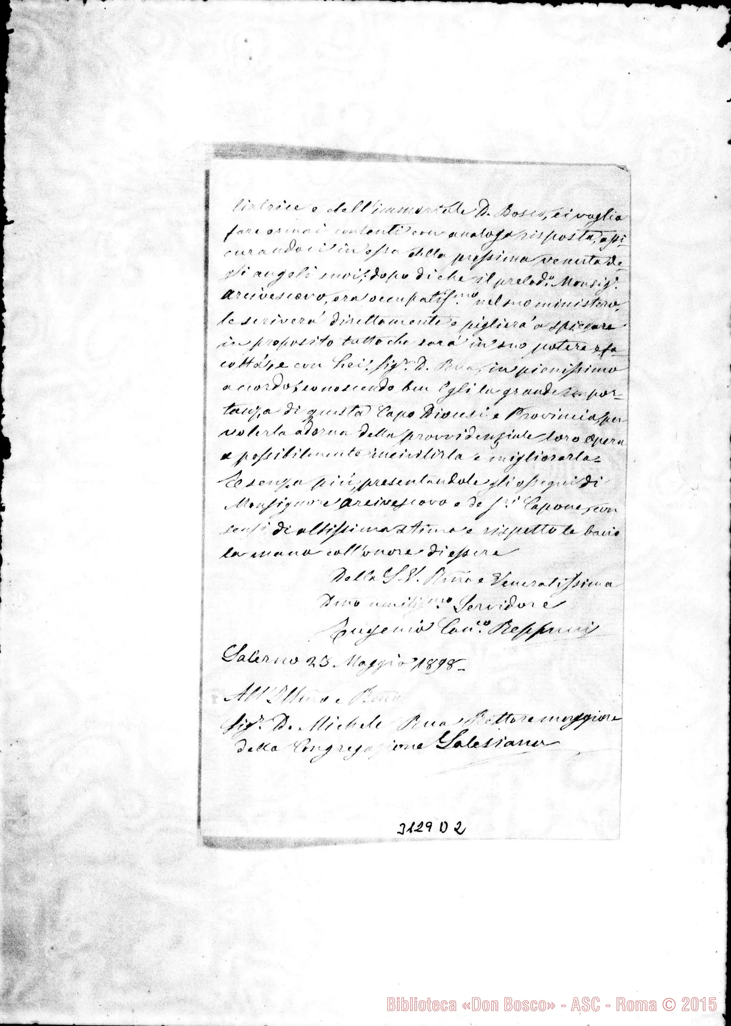 Fotogramma D 2 — Can. Eugenio Reppucci - D. Rua. Salerno, 23-05-1898