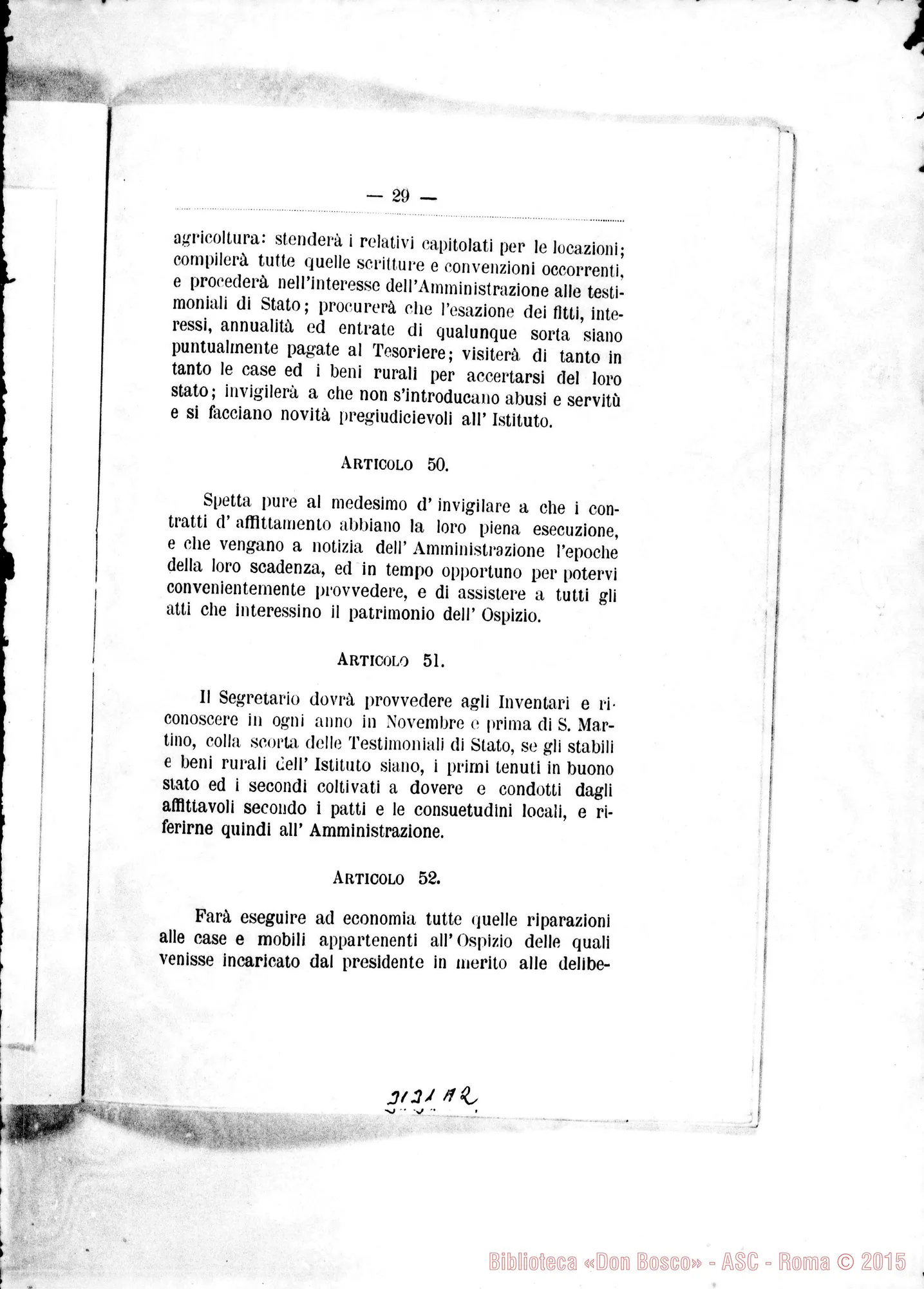 Fotogramma A 2 — Statuto Organico delTOspizio Gianotti. Stampato 1903