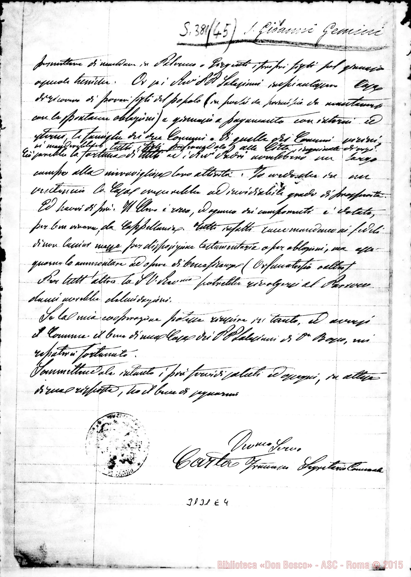 Fotogramma E 4 — S. Giovanni Gemini: Segretario Comunale - D. Rua. S. Giovanni Gemini, 21-07-1894