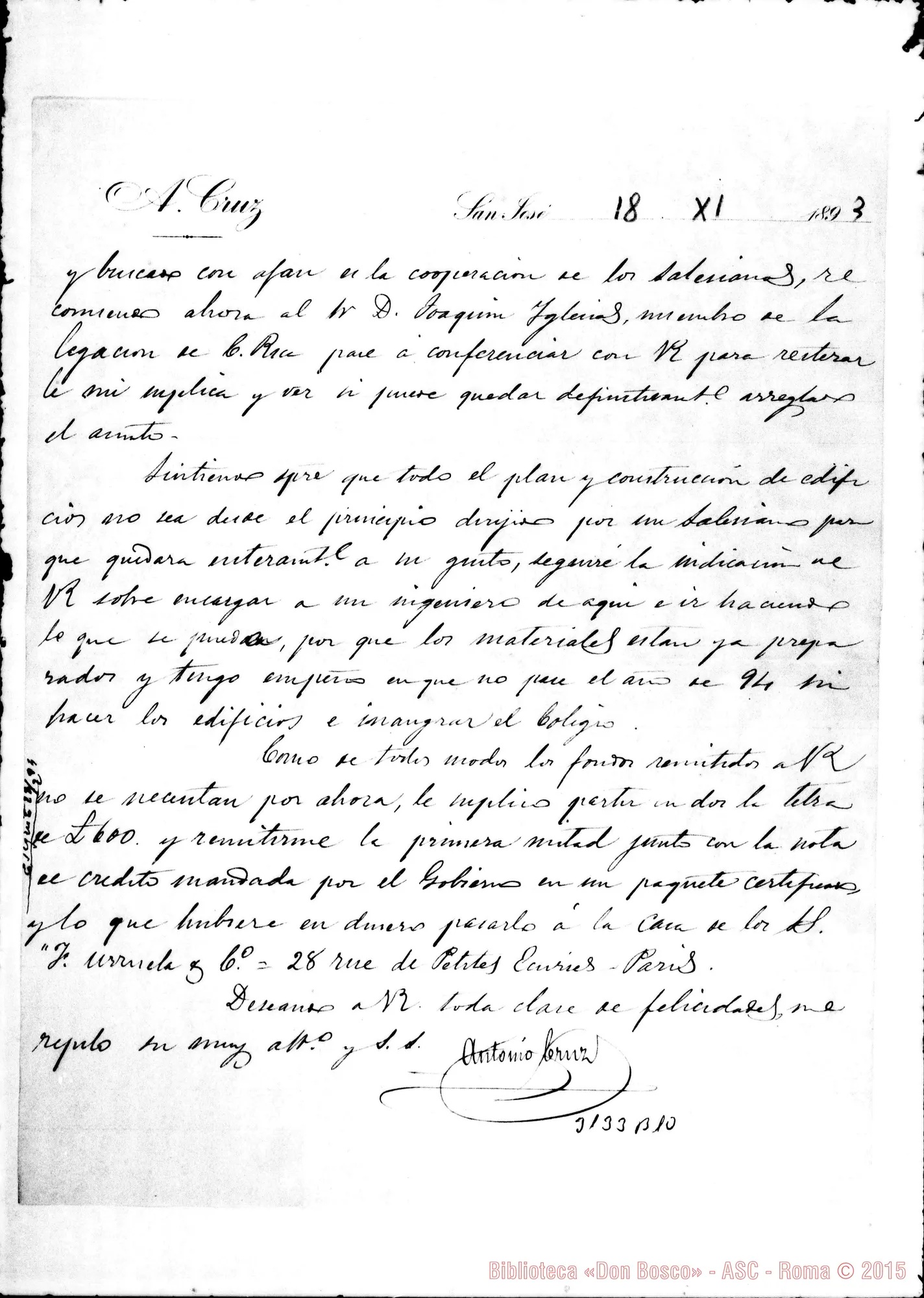 Fotogramma B 10 — Antonio Cruz - D. Rua. S. José, 18-11-1893