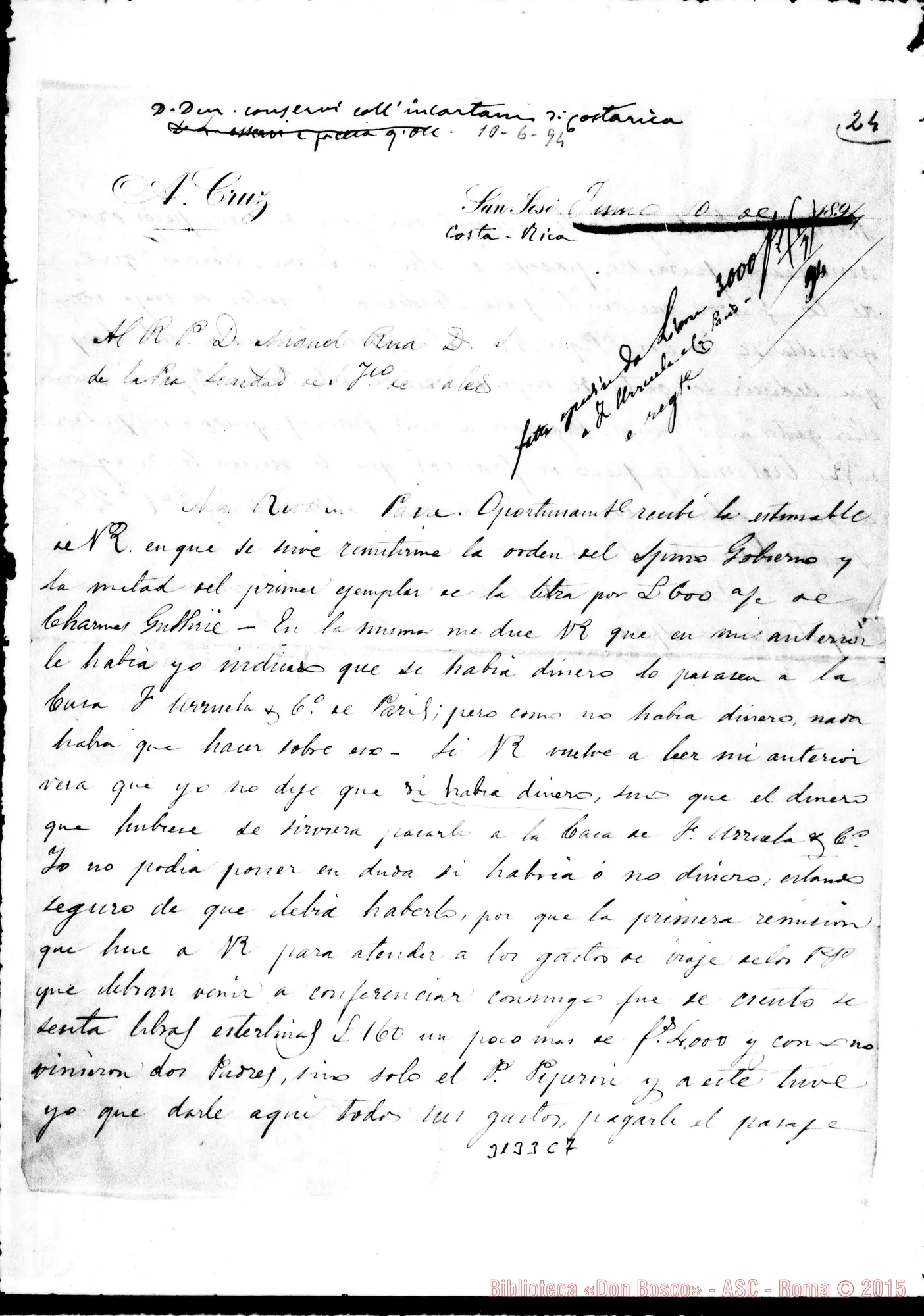 Fotogramma C 7 — Antonio Cruz - D. Rua. S. José, 10-06-1894. Autogr.Rua