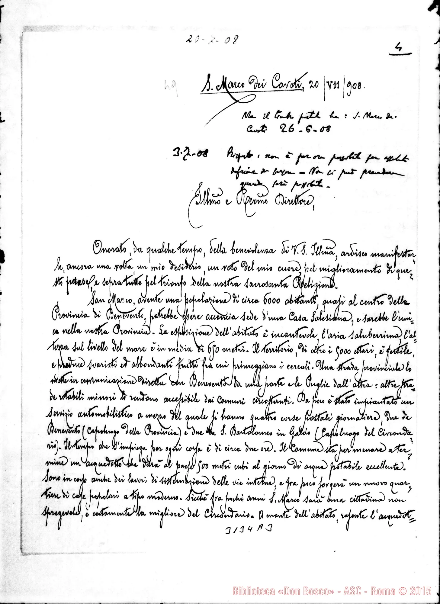 Fotogramma A 3 — Biagio Ricci - Rev.mo Direttore. S. Marco dei Cavoti, 20-07-1908