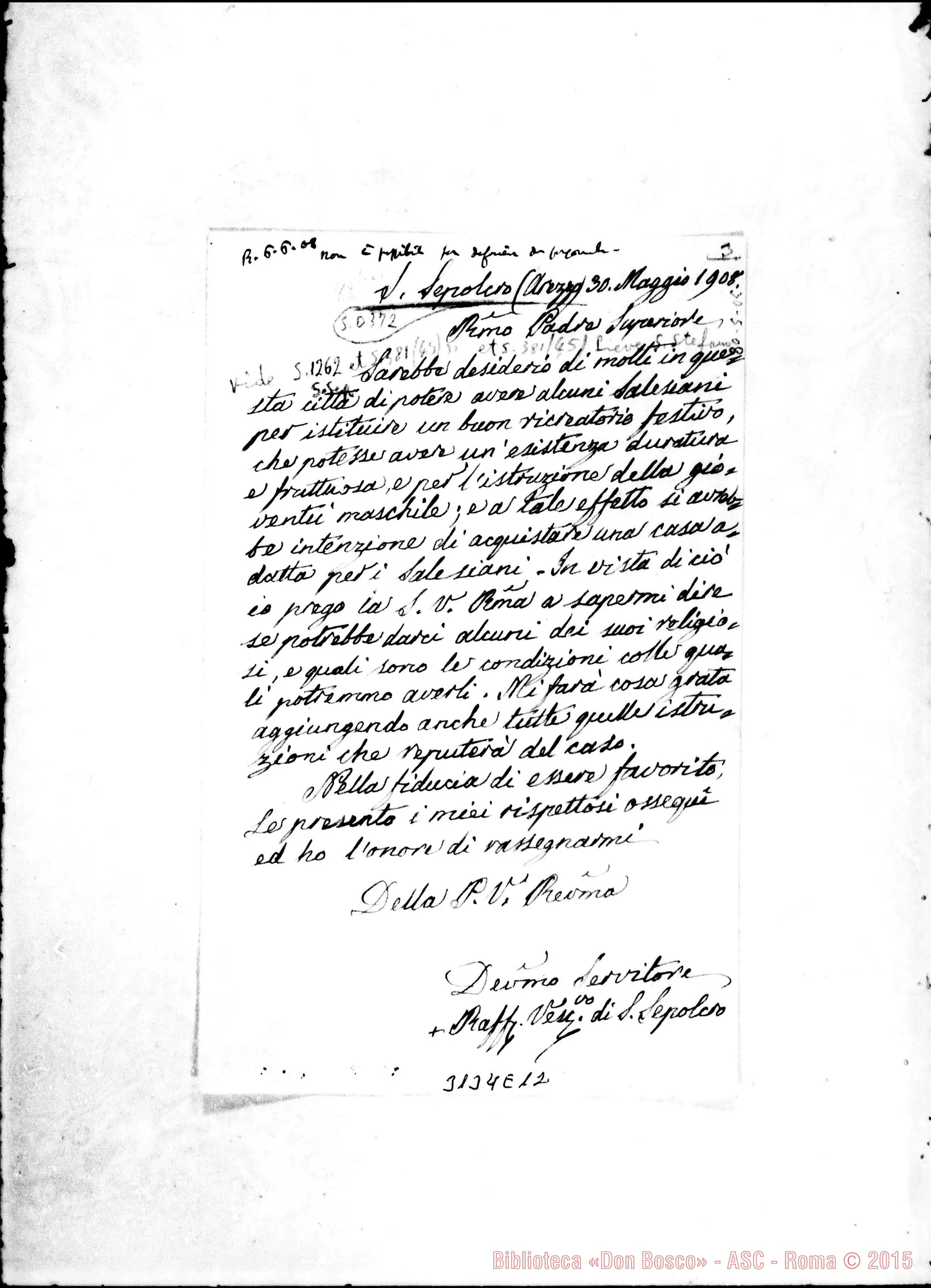 Fotogramma E 12 — Raffaele Sandrelli, vesc. di Sansepolcro - Padre Superiore, il 30-05-1908