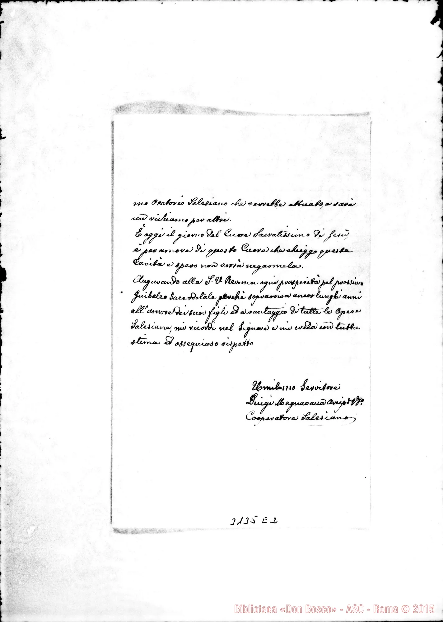 Fotogramma E 2 — S. Agata Bolognese: D. Luigi Magnavacca, arciprete - D. Rua. S. Agata, 18-06-1909