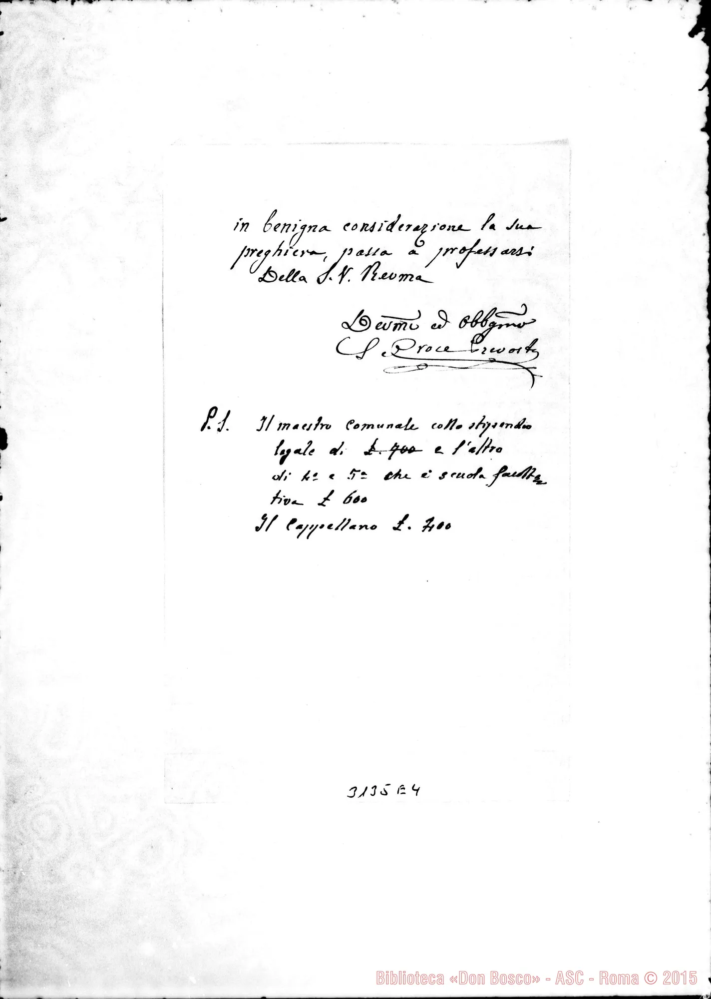 Fotogramma E 4 — S. Ambrogio: S. Croce, prevosto - Rev.mo Sig.. S. Ambrogio, 19-11-1896