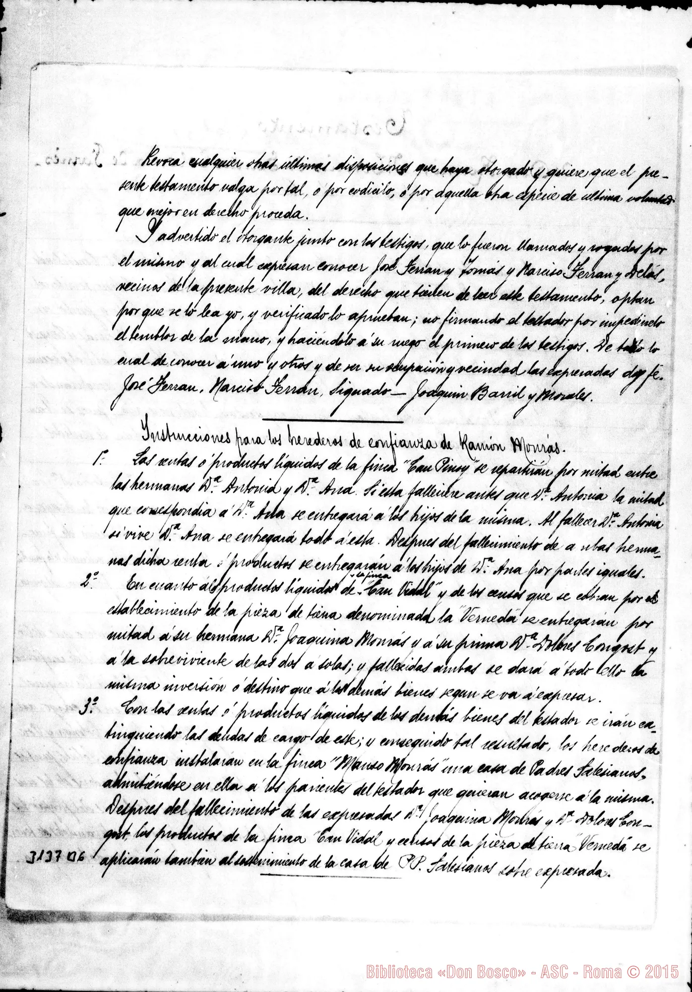 Fotogramma B 6 — Santa Colonia de Farnés: Testamento de Don Ramón Monras. 1909
