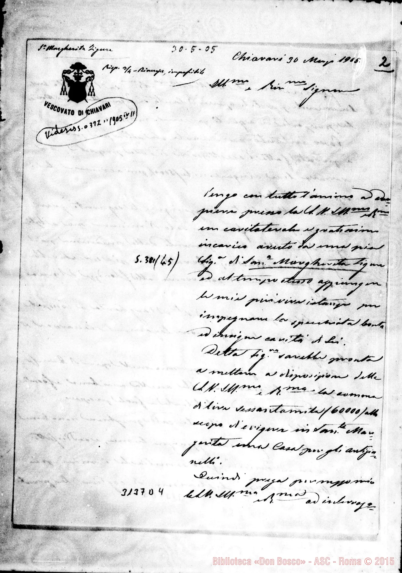 Fotogramma D 4 — Santa Margherita: Giovanni C. - Rev.mo Signore. Chiavari (Vescovato), 30-03-1905