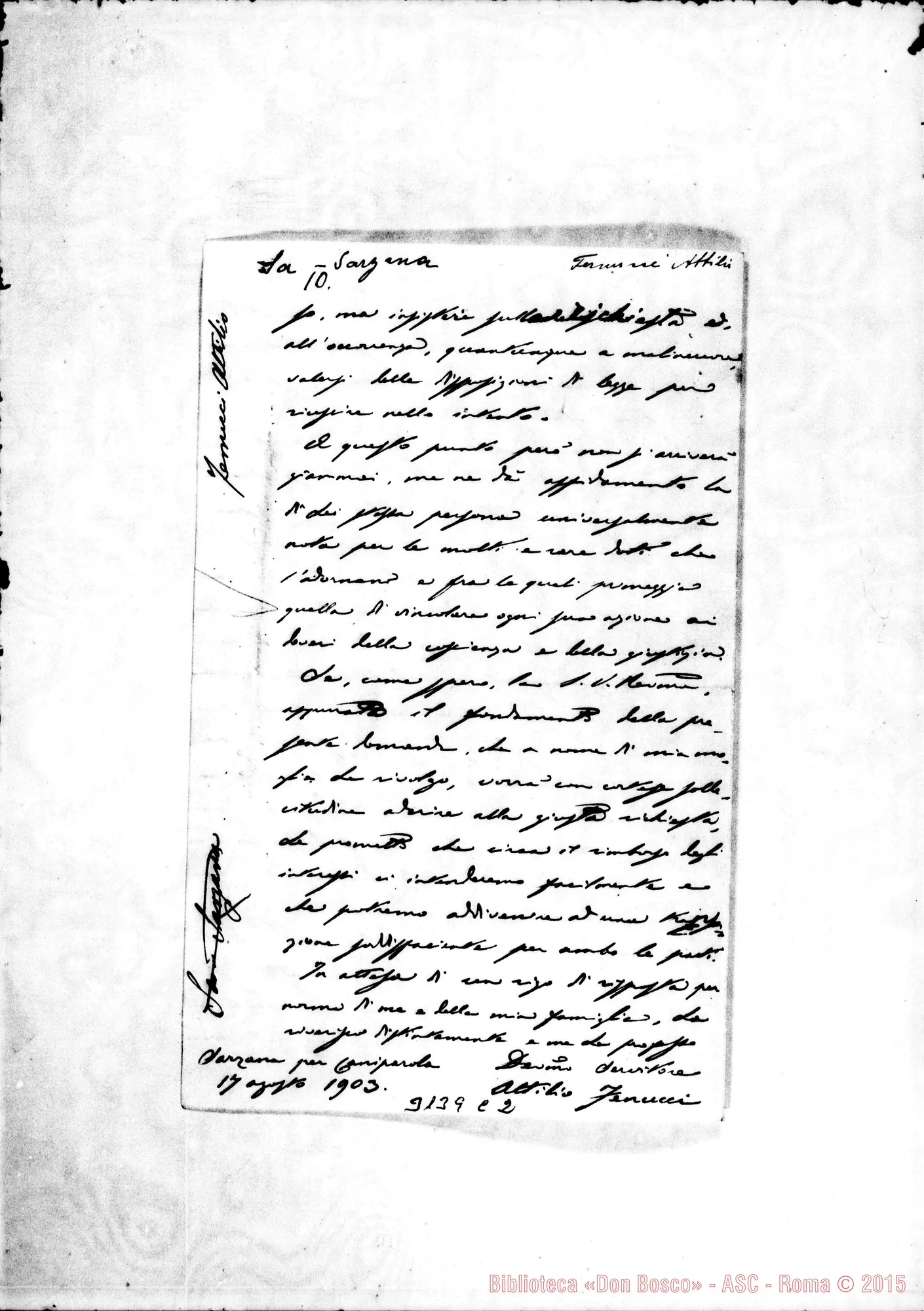 Fotogramma C 2 — Attilio Fenucci - Rev.do Signore. Sarzana, 17-08-1903