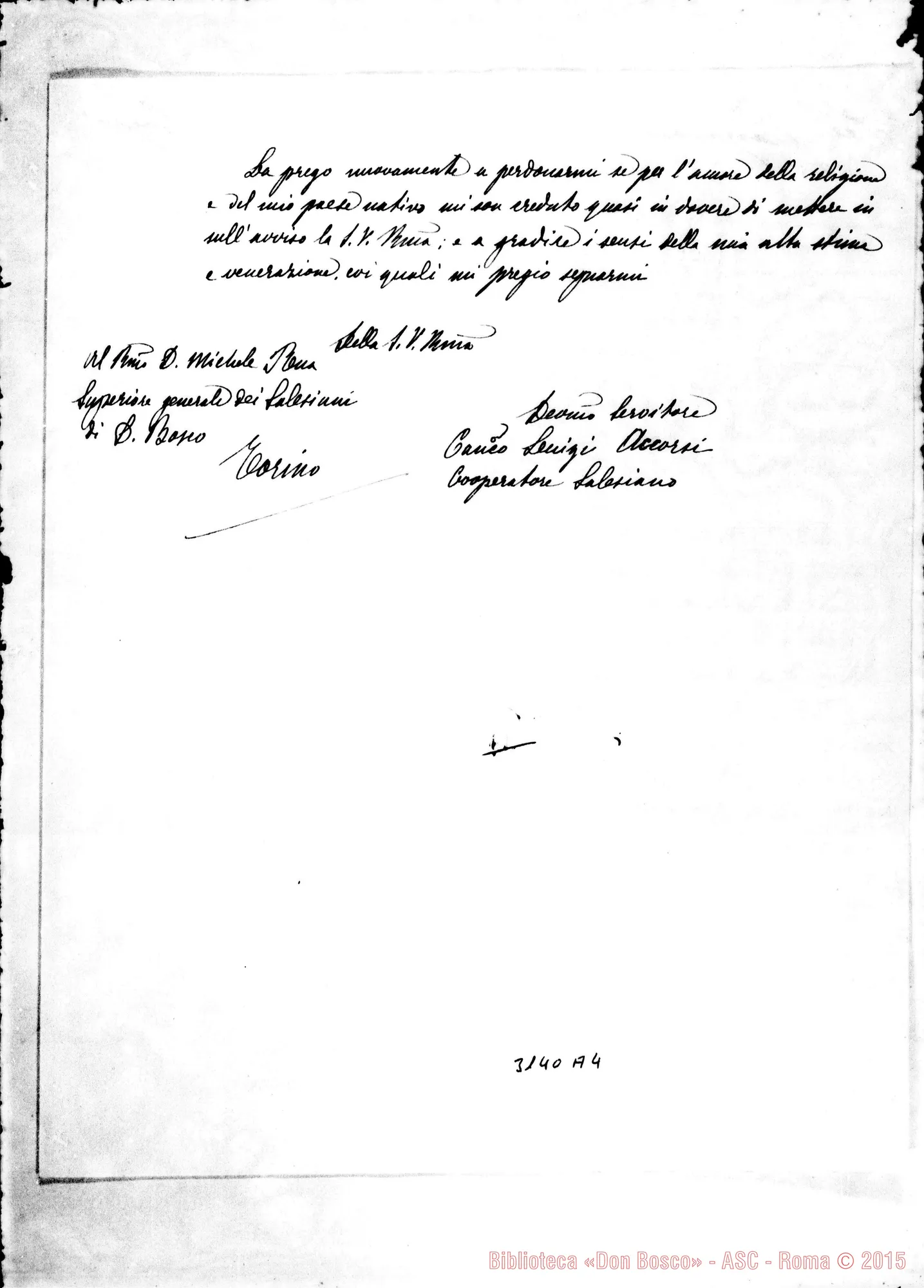 Fotogramma A 4 — Can. Lenigi Accorsi, coop. - D. Rua. Sarzana, 11-02-1906. Autogr. Rinaldi