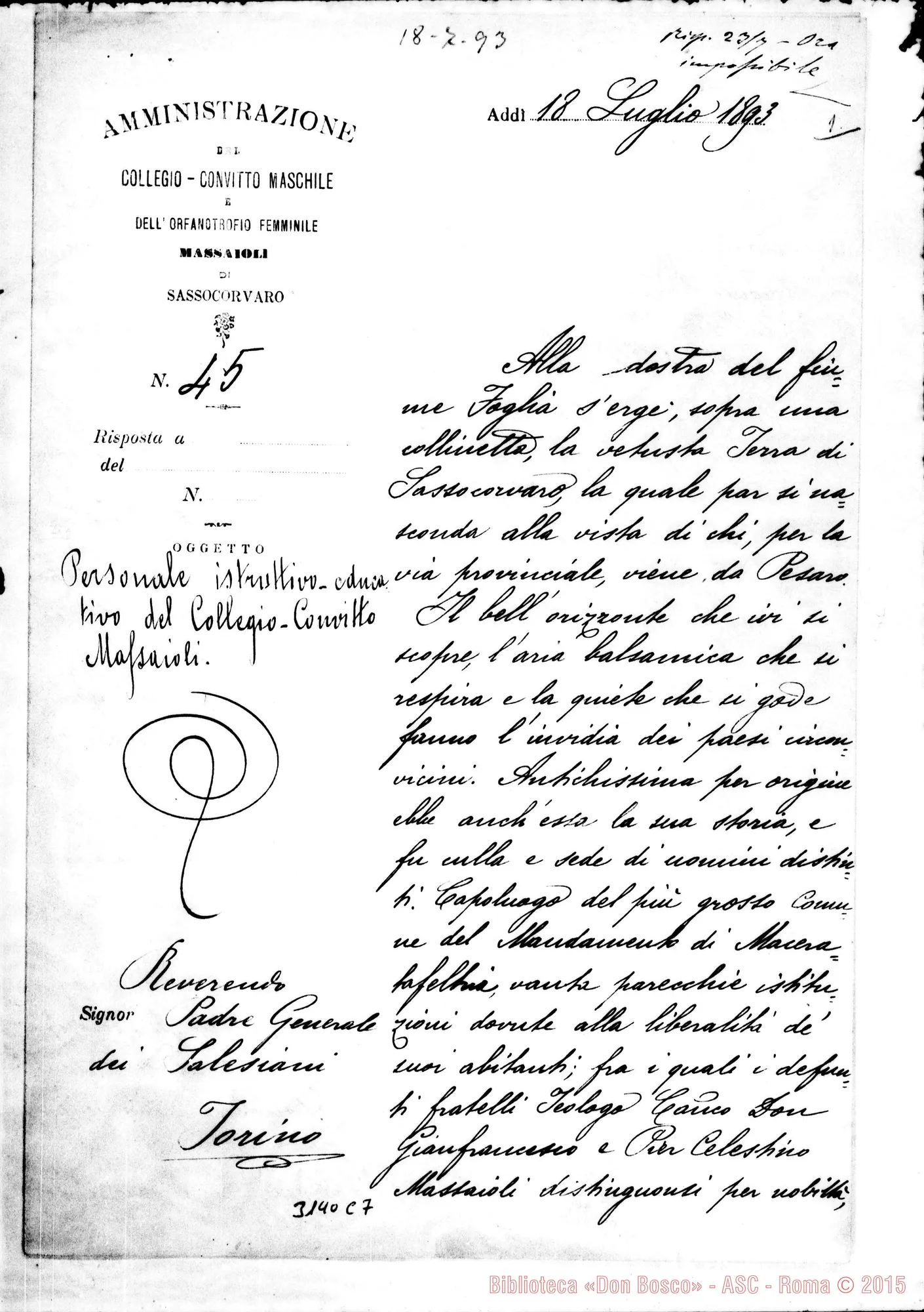 Fotogramma C 7 — Sassocorvaro: D. Mazzeli, arciprete - D. Rua, il 18-07-1893
